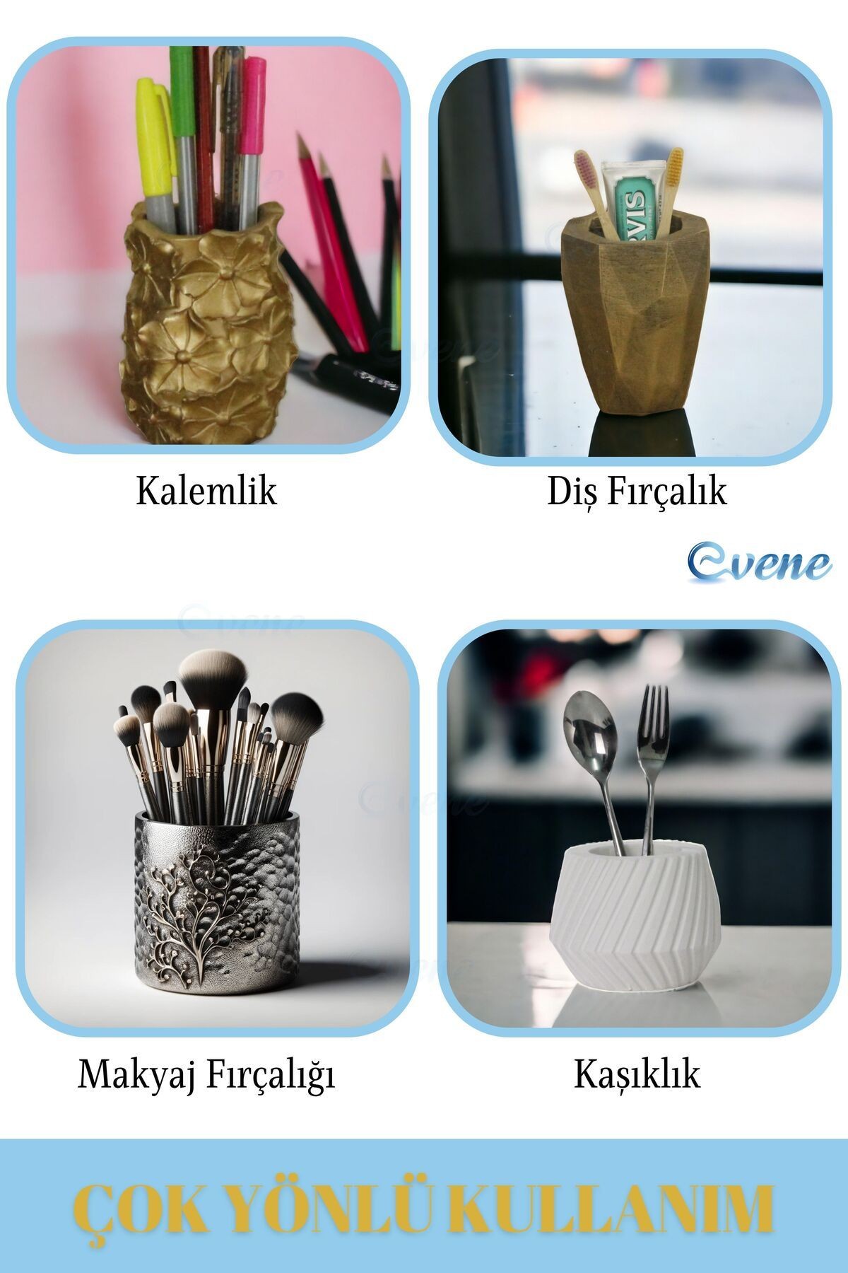 Kalemlik Beyaz Renk Masa Kalemliği Organizer Kalemlik Model 22