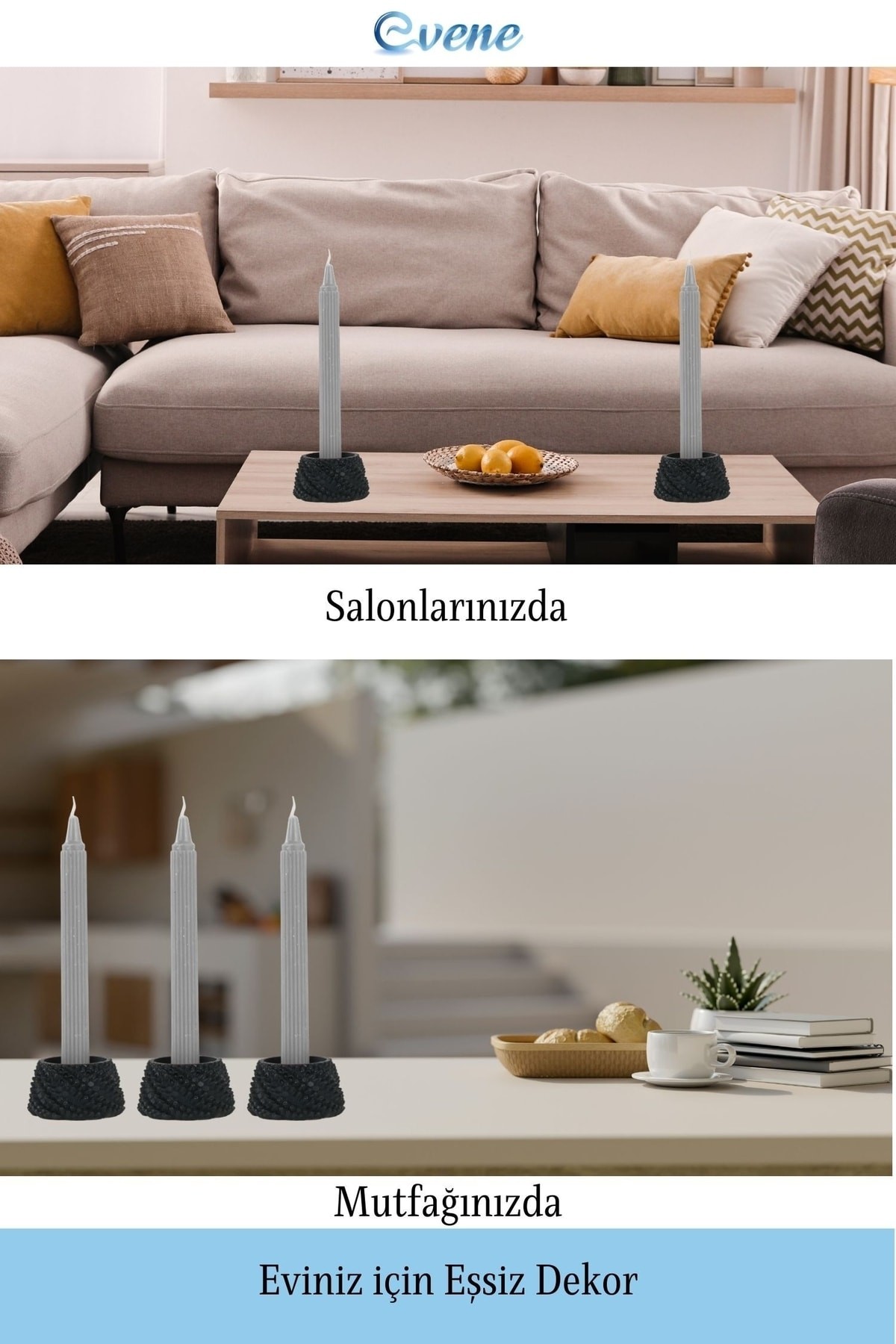 Siyah Mumluk Şamdan Tealight ve İnce Mum Uyumlu Ejderha Yumurtası Model