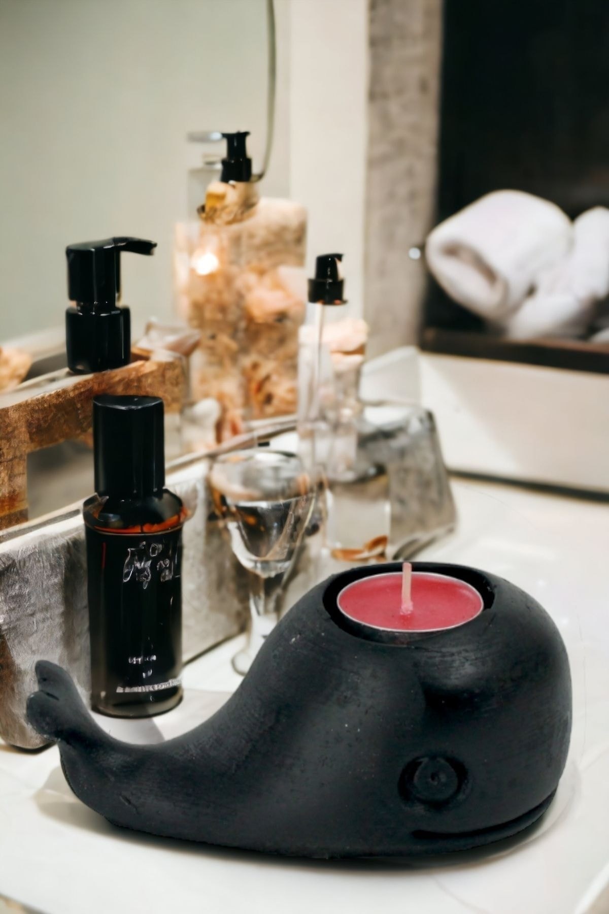 Şamdan Mumluk Siyah Tealight ve Şamdan Mum Uyumlu Model 6