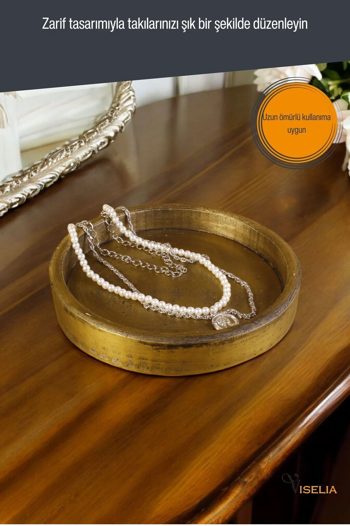 Takı Tabağı Takı Organizeri Takı Makyaj Kozmetik Düzenleyici Altın Eskitme Renk Model 20