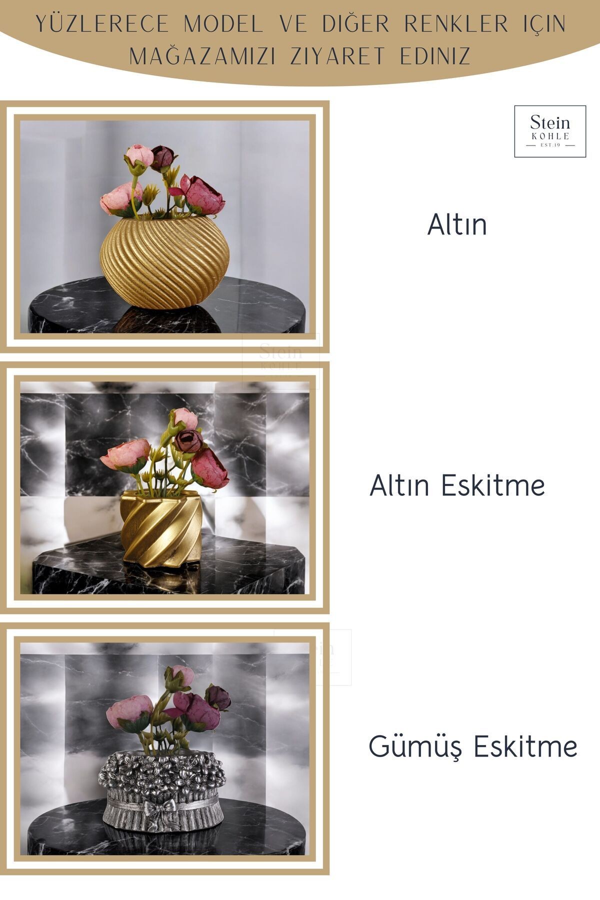 Dekoratif Saksı Minik Kaktüs Saksısı Altın Eskitme Renk Model 43