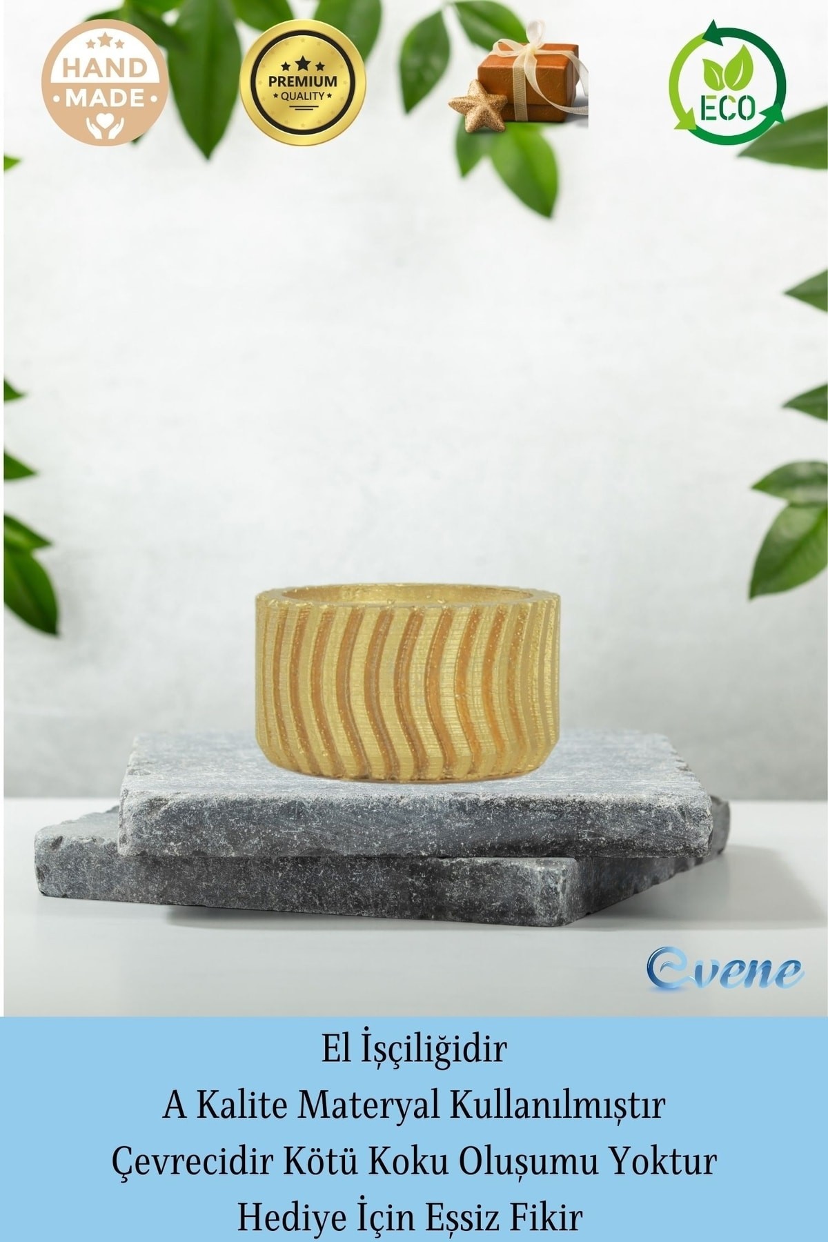 Altın Mumluk Şamdan Tealight Mum Uyumlu Tekerlek Model