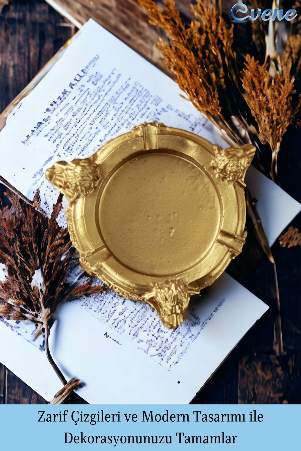 Küllük Altın Kül Tablası Dekoratif Küllük 4 Adet Model 7