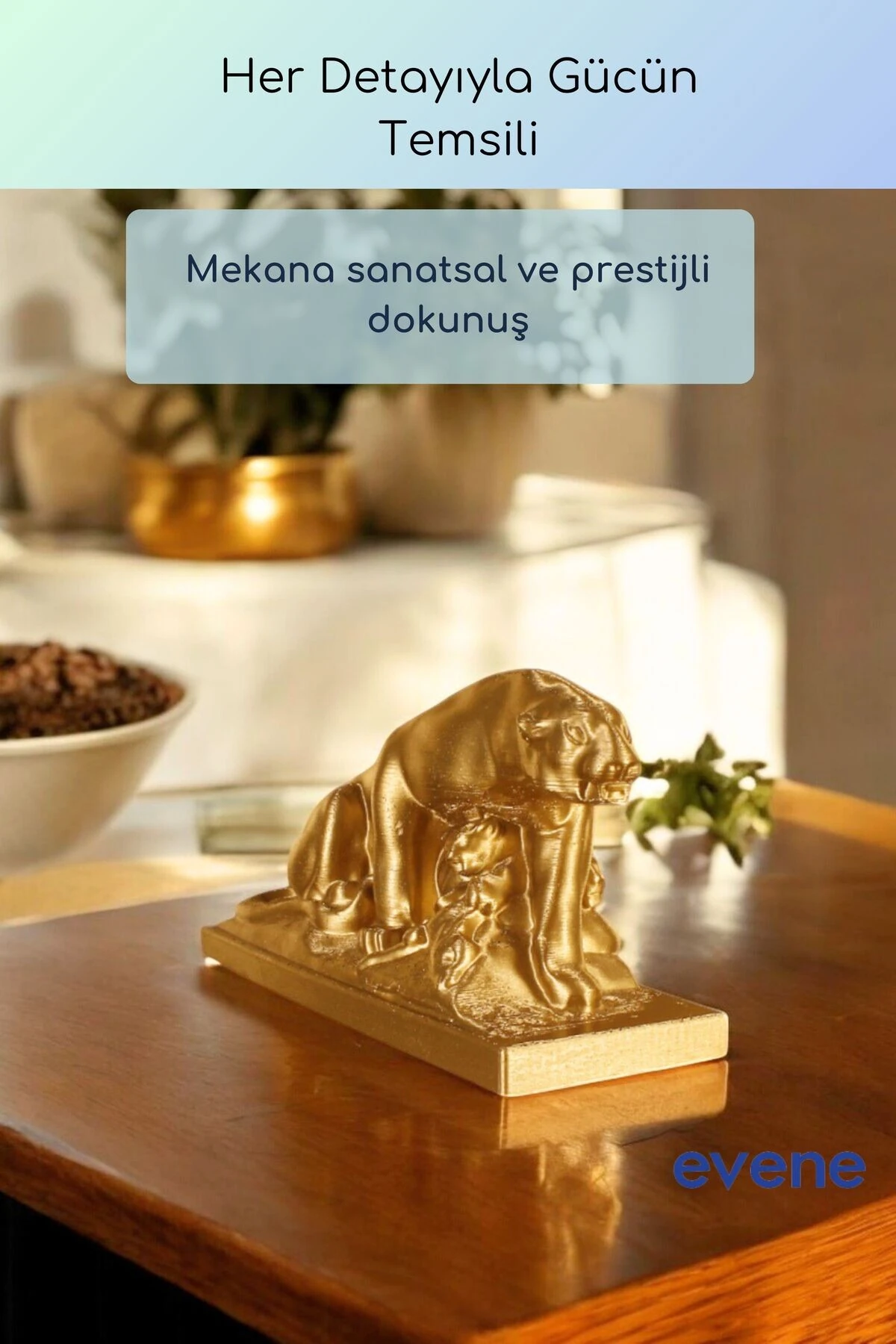 Dekoratif Obje Biblo Ev Dekorasyon Heykel Salon Masa Üstü Süs Eşyası Altın Model 59