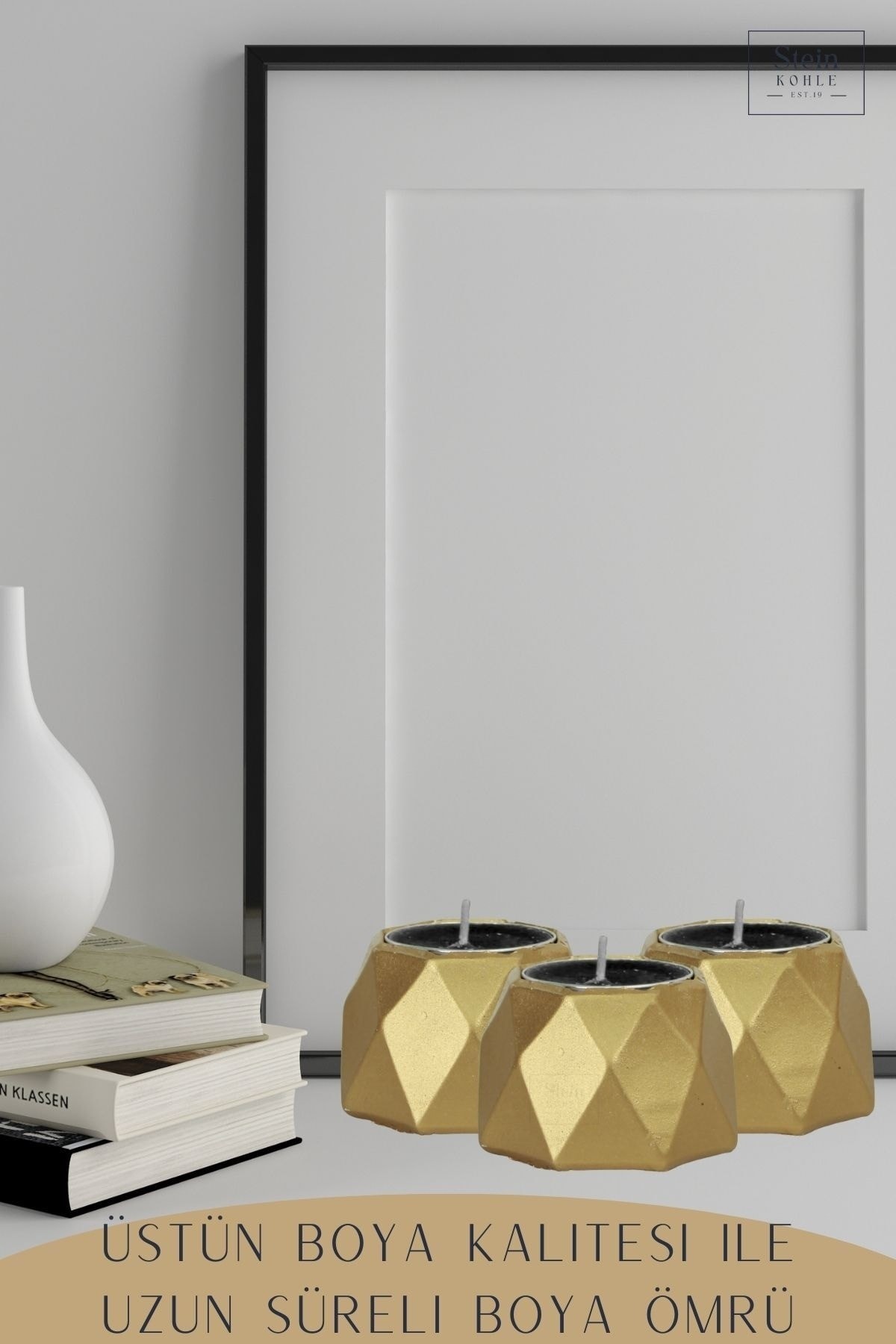 Şamdan Dekoratif Mumluk Altın Şamdan Set 3 lü (Üçlü) Tealight Uyumlu Poly 1 Model