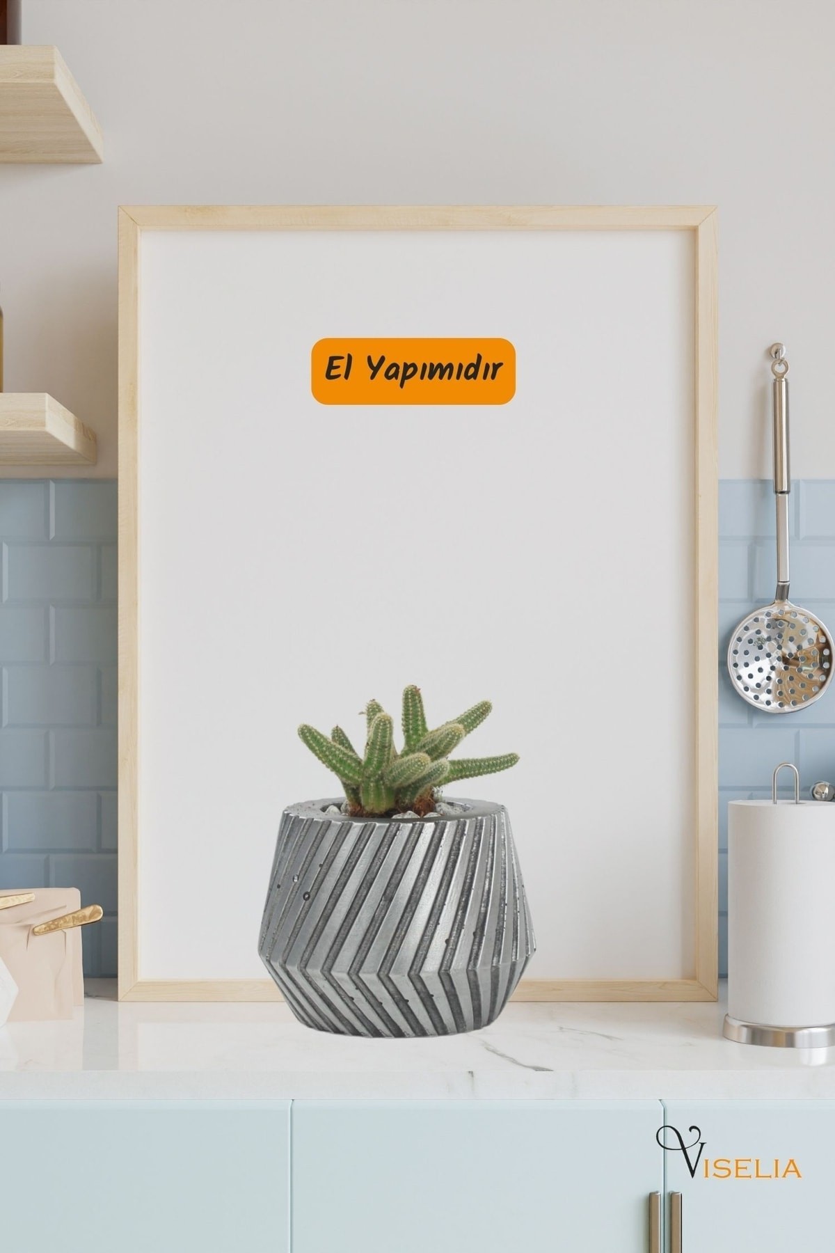 Viselia Dekoratif Saksı Gümüş Eskitme Küçük Çiçek Saksısı Dişli Model