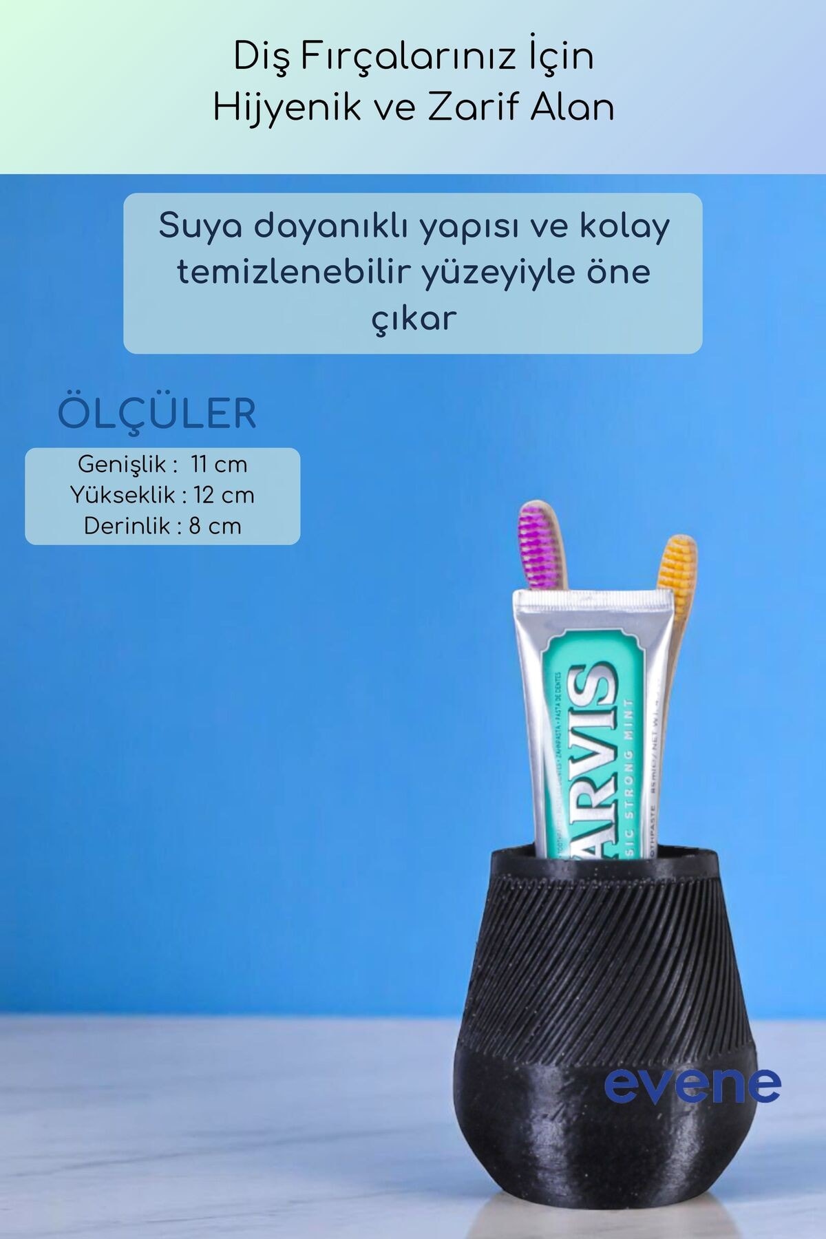 Diş Fırçalığı Diş Fırçalık Diş Fırçası Standı Diş Fırçası Tutucu Siyah Renk Model 89
