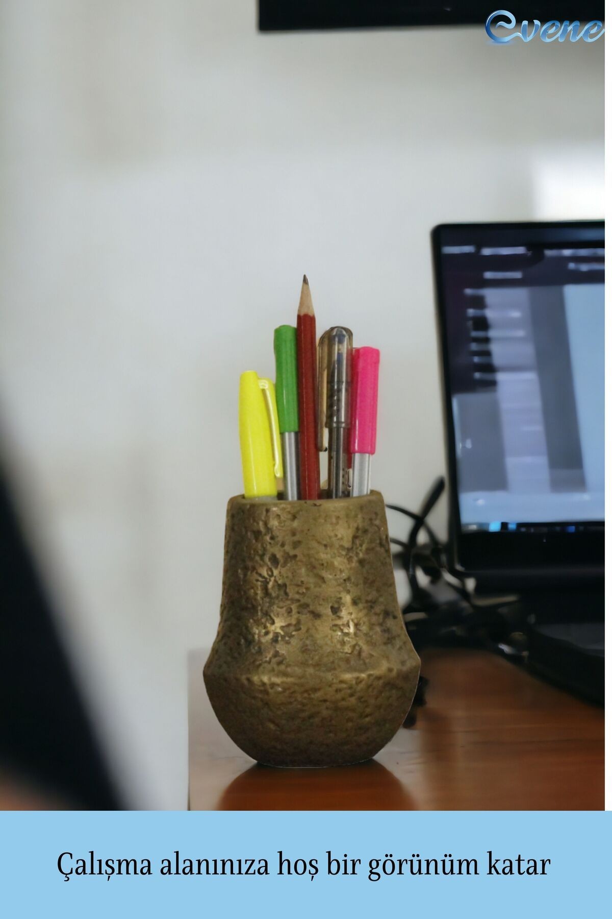 Kalemlik Altın Esktime Renk Masa Kalemliği Organizer Kalemlik Model 15