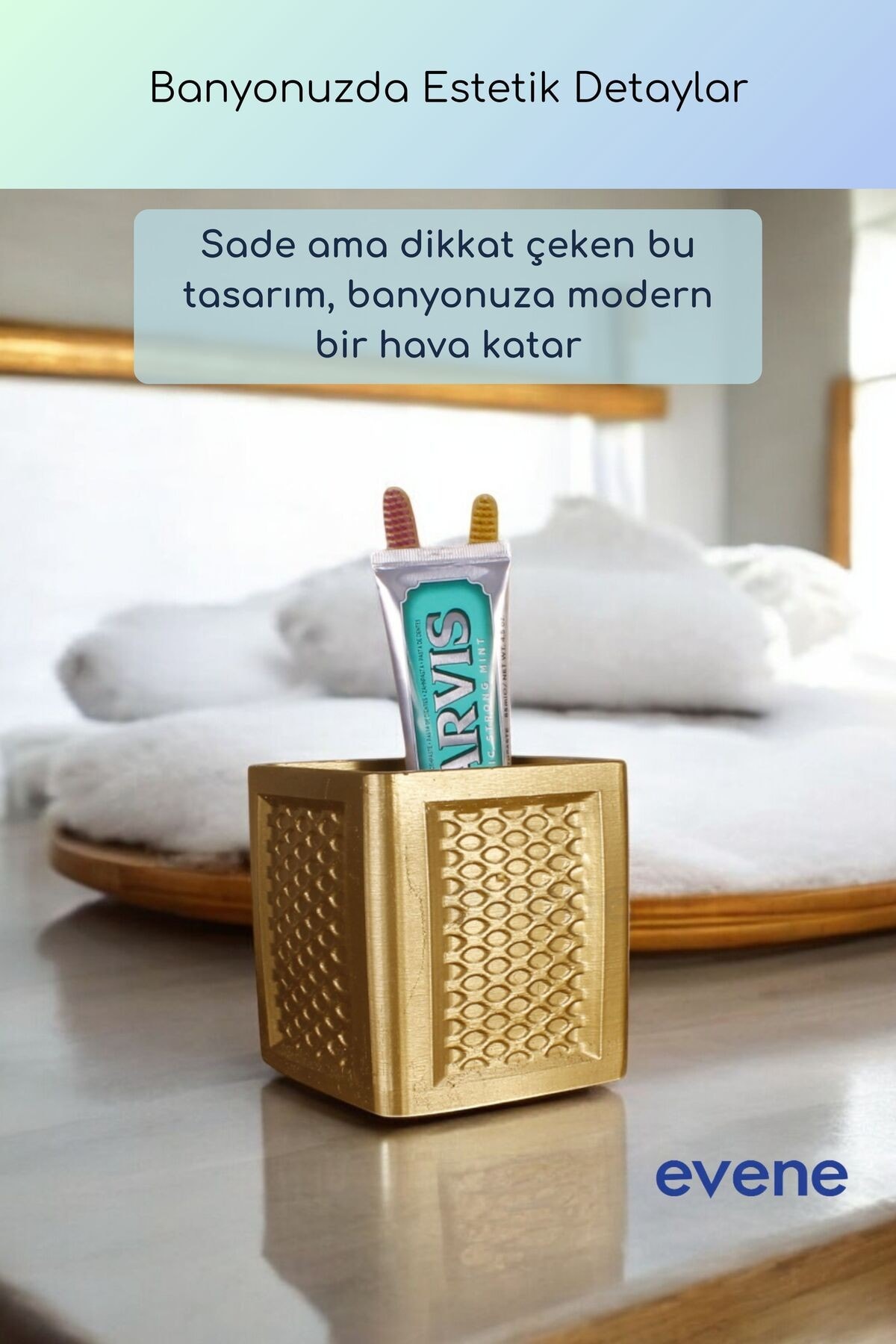 Diş Fırçalığı Diş Fırçalık Diş Fırçası Standı Diş Fırçası Tutucu Altın Renk Model 86