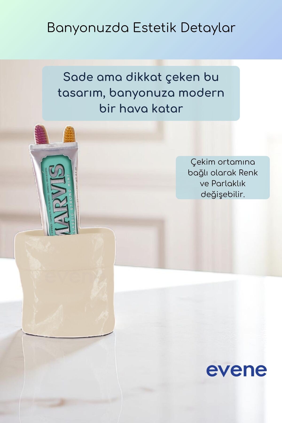 Diş Fırçalığı Diş Fırçalık Diş Fırçası Standı Diş Fırçası Tutucu Krem Renk Model 80