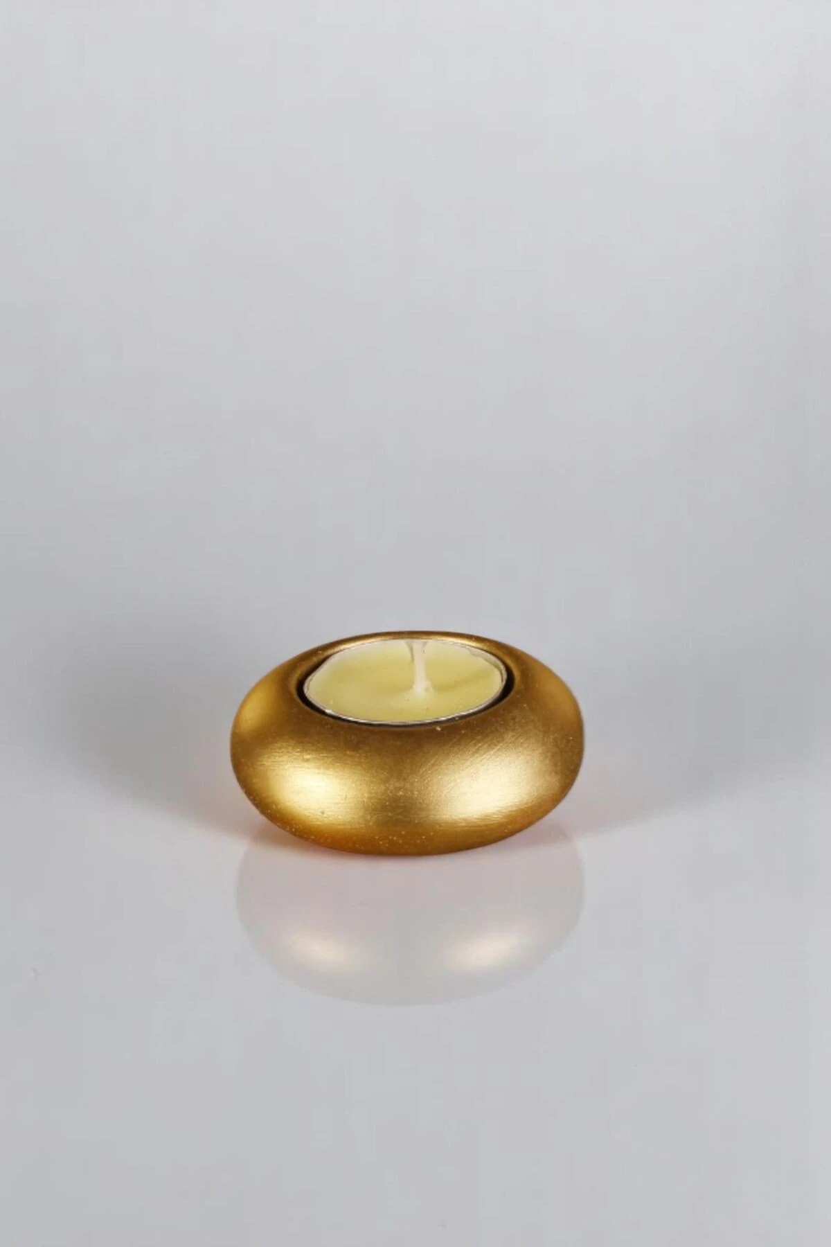 Mumluk Şamdan Ince Mum Uyumlu Altın Renk Model 66 image