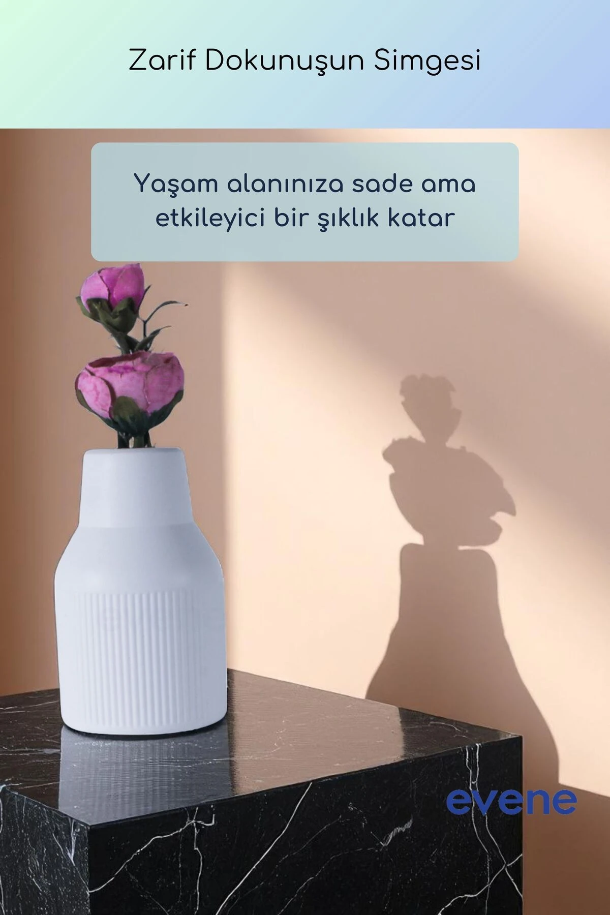 Vazo Küçük Vazo Masa Üstü Vazo Ev Dekorasyon Vazo Beyaz Renk Model 60