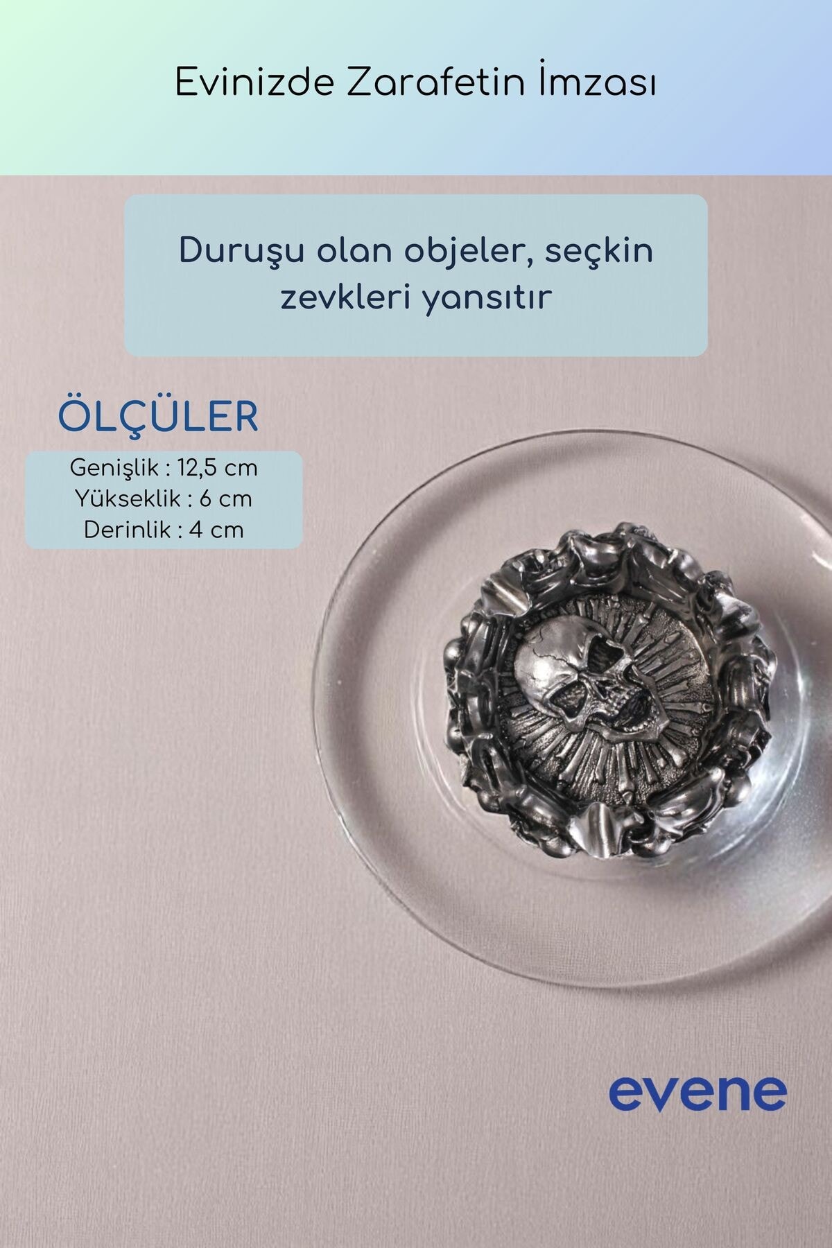 Küllük Gümüş Eskitme Renk Kül Tablası Dekoratif Küllük Model 9