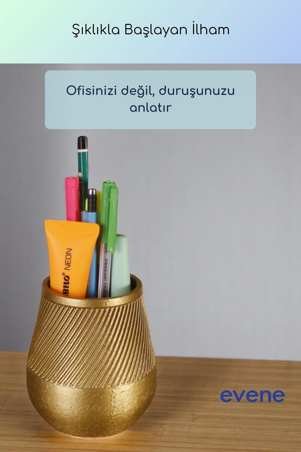 Kalemlik Masa Kalemliği Organizer Kalemlik Altın Renk Model 89