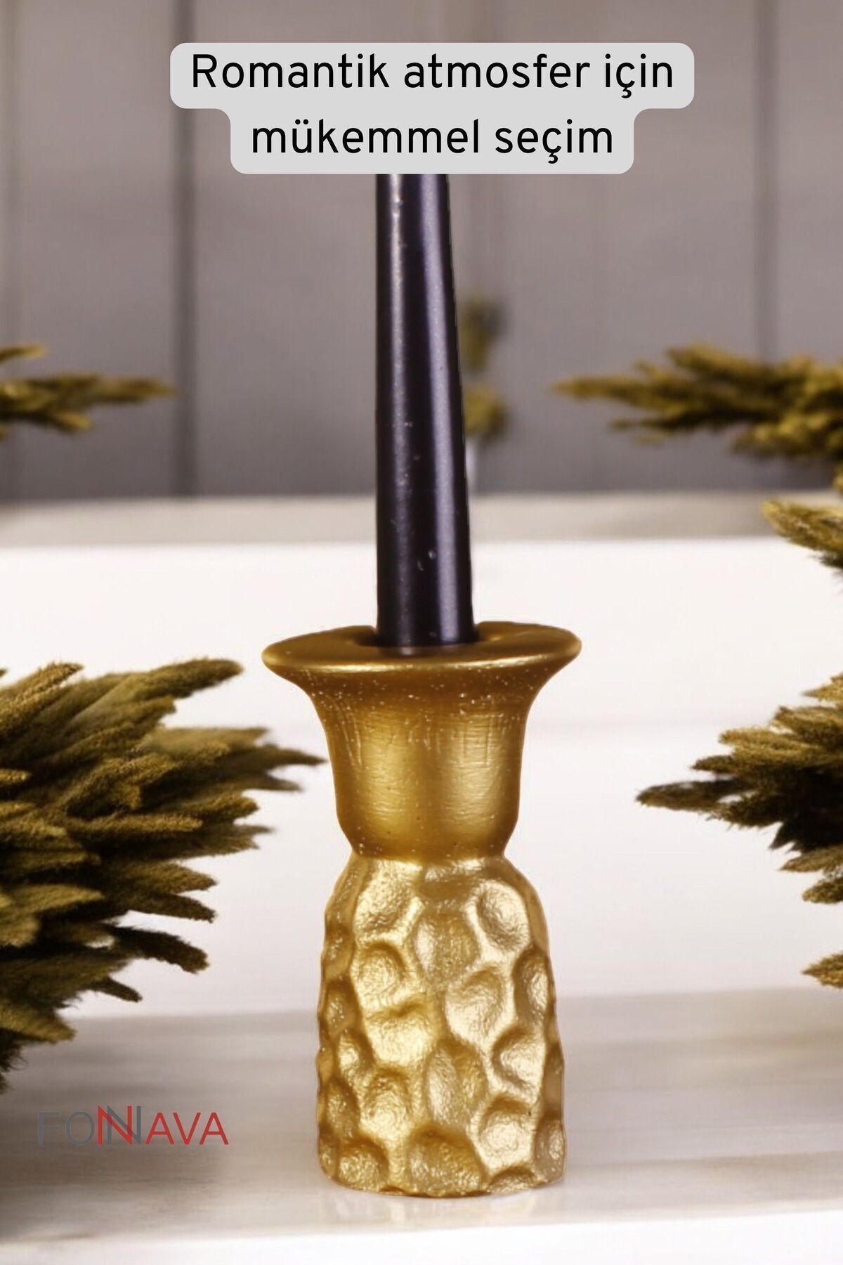 Şamdan Mumluk Dekoratif Mumluk Tealight Mumluk Altın Renk Model 44