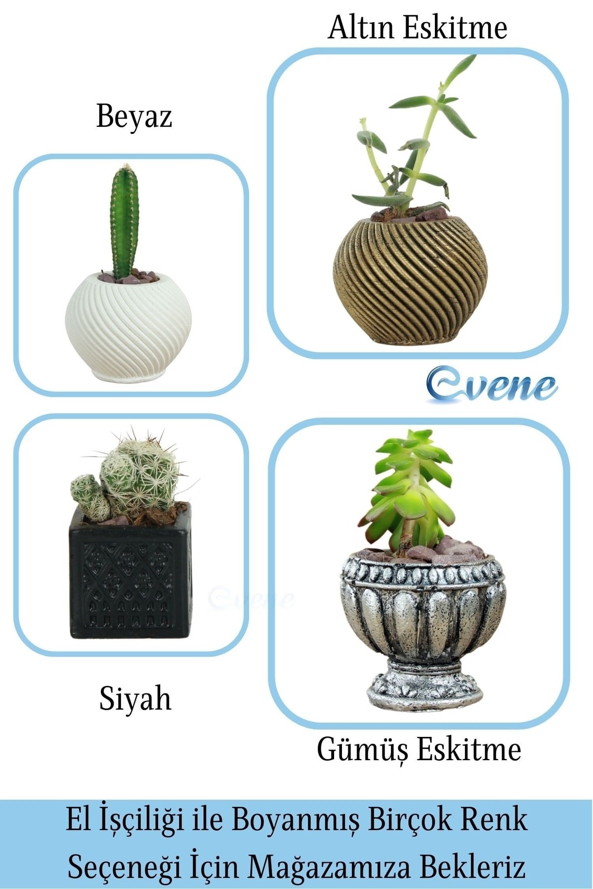Mini Çiçek Saksı Küçük Sukulent Altın Eskitme Kaktüs Saksısı İnce Çizgili Spiral Model