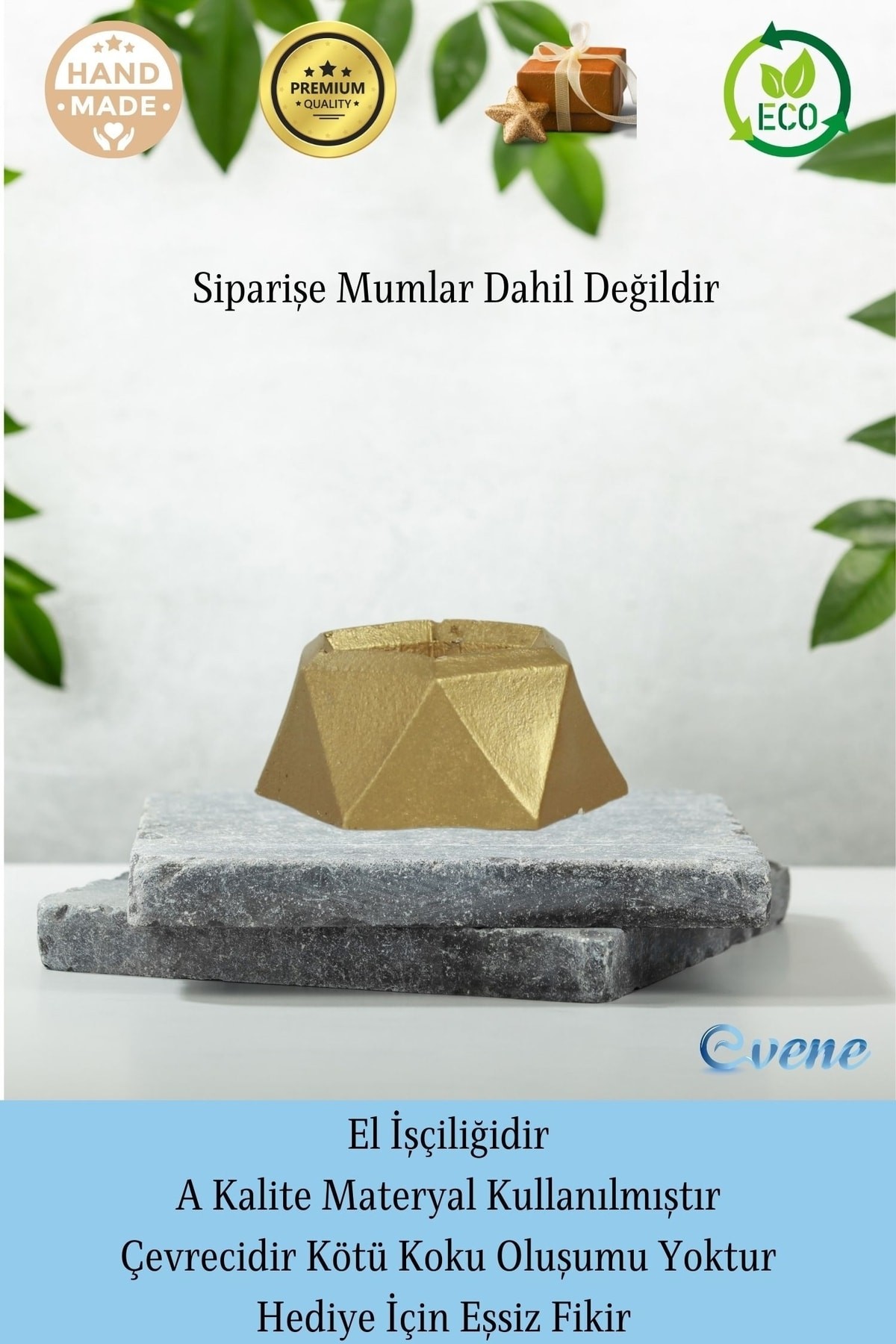 Altın Mumluk Şamdan 3 Adet Tealight Uyumlu Poly 2 Küçük Model