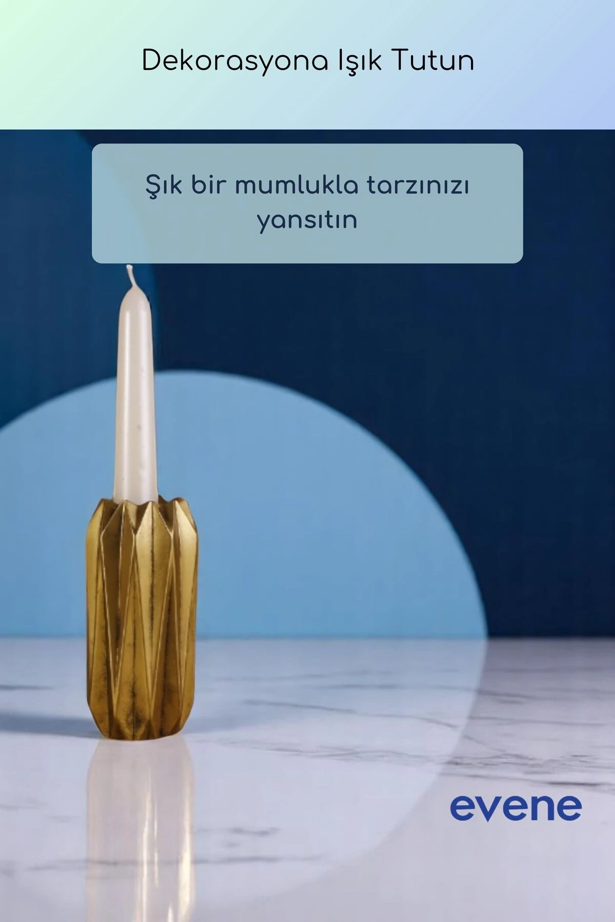 Mumluk Şamdan Ince Mum Uyumlu Altın Eskitme Renk Model 59