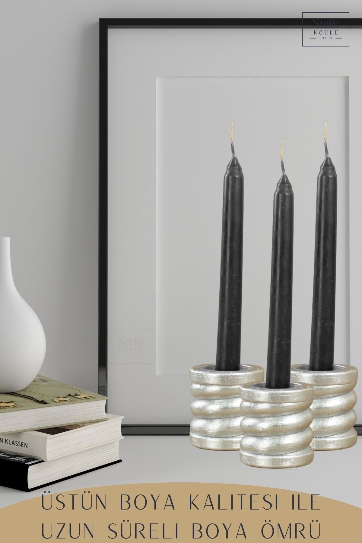 Şamdan Dekoratif Mumluk Gümüş Şamdan Tealight ve Uzun Mum Uyumlu Spiral Model