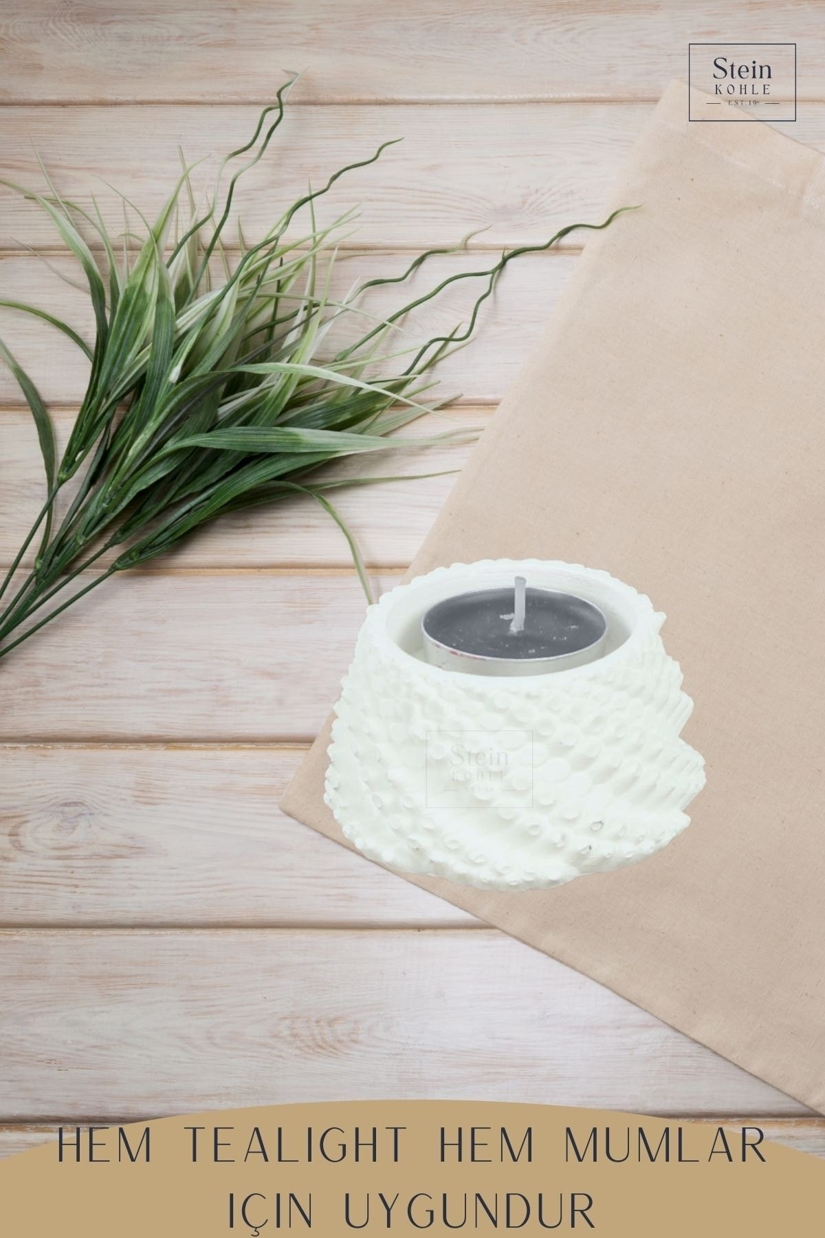 Şamdan Dekoratif Mumluk Beyaz Şamdan Set 3 lü (Üçlü) Tealight Uzun Mum Uyumlu Ejder Yumurtası Model