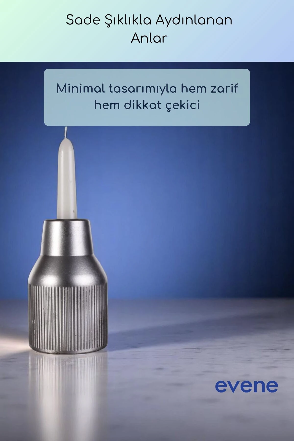 Mumluk Şamdan Ince Mum Uyumlu Gümüş Eskitme Renk Model 61