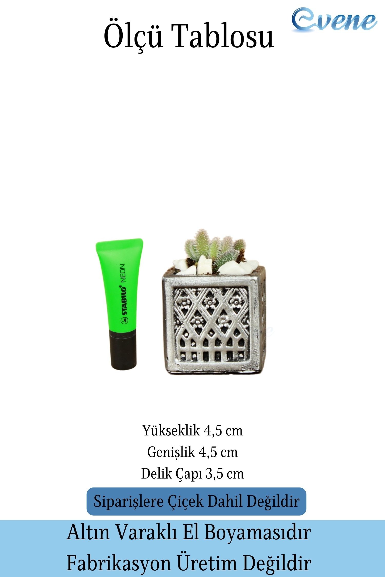 Mini Çiçek Saksısı Küçük Sukulent Gümüş Eskitme Kaktüs Saksı Mini Kare Model