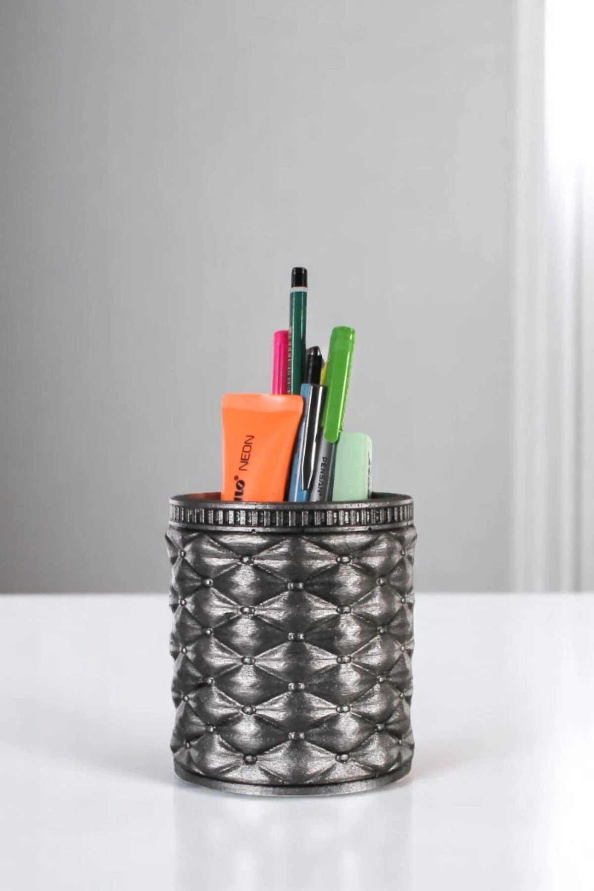 Kalemlik Masa Kalemliği Organizer Kalemlik Gümüş Eskitme Renk Model 85