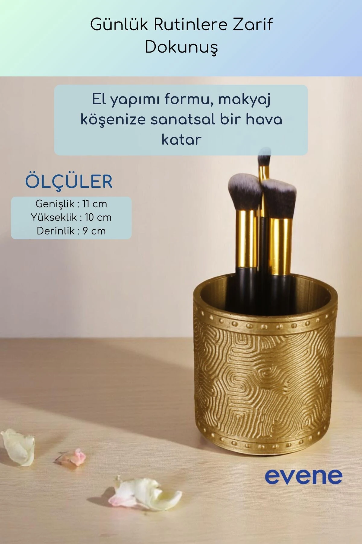 Makyaj Organizeri Makyaj Fırçalığı Makyaj Organizer Düzenleyici Altın Renk Model 82
