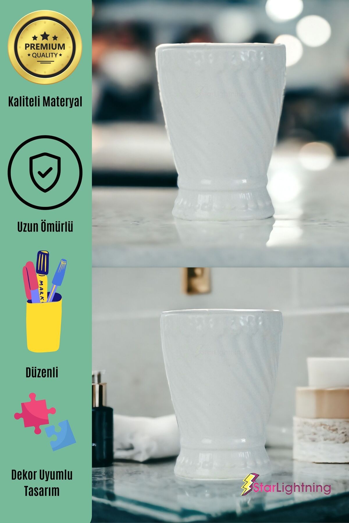Kalemlik Beyaz Renk Masa Kalemliği Organizer Kalemlik Model 14