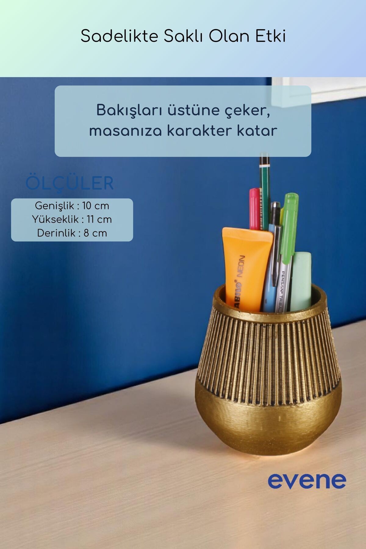 Kalemlik Masa Kalemliği Organizer Kalemlik Altın Eskitme Renk Model 88