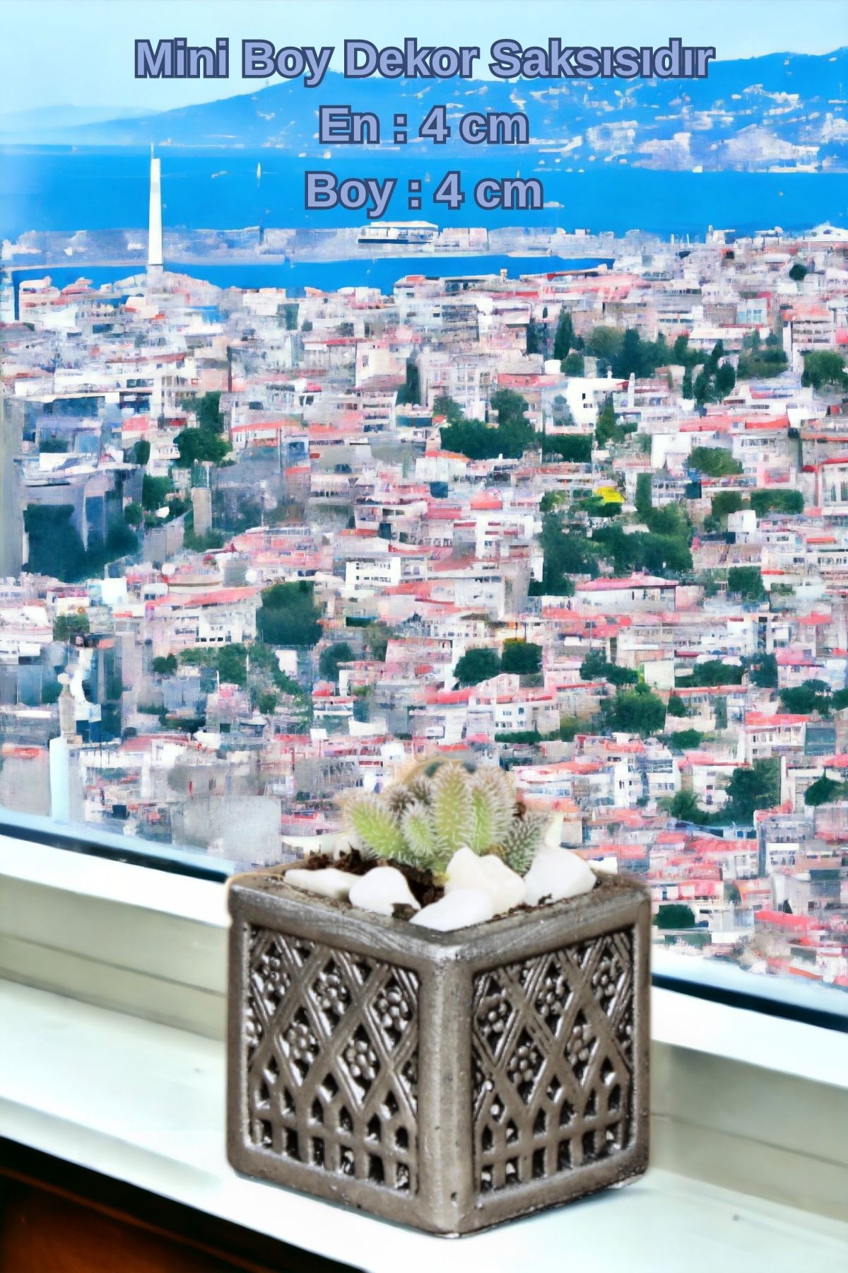 El Yapımı Saksı Gümüş Eskitme Dekoratif Saksı Küçük Boy Model 26
