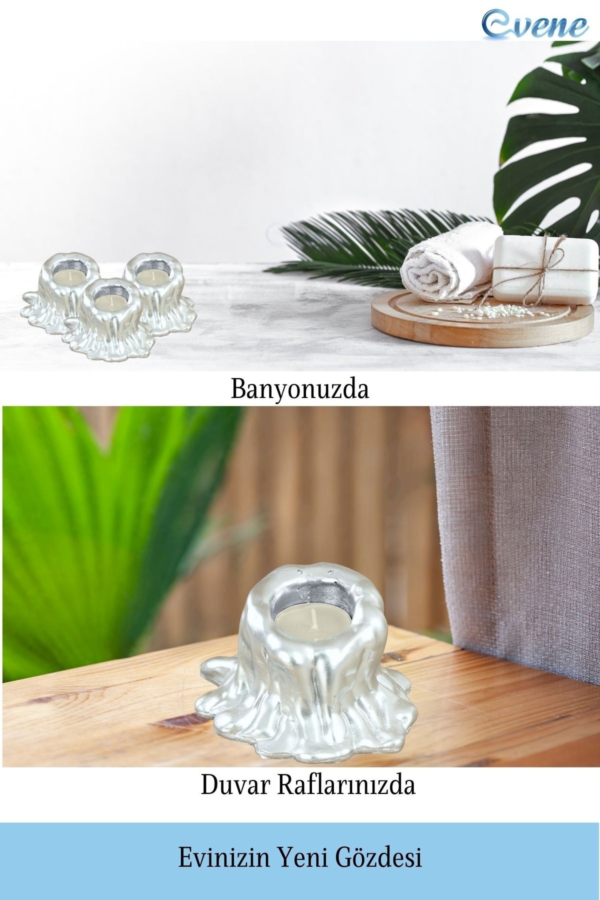 Gümüş Mumluk Şamdan Tealight Mum Uyumlu Küçük Erimiş Mum Model