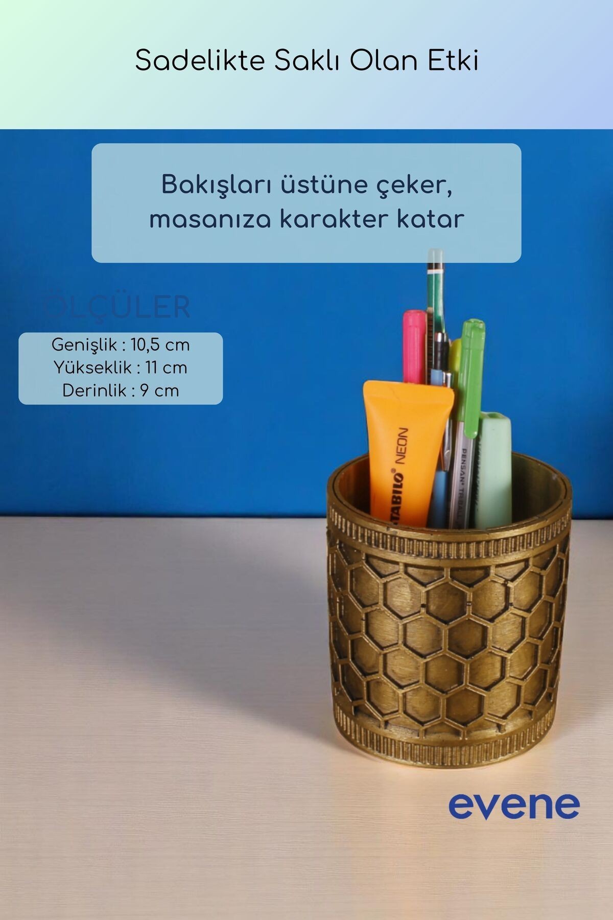 Kalemlik Masa Kalemliği Organizer Kalemlik Altın Eskitme Renk Model 81
