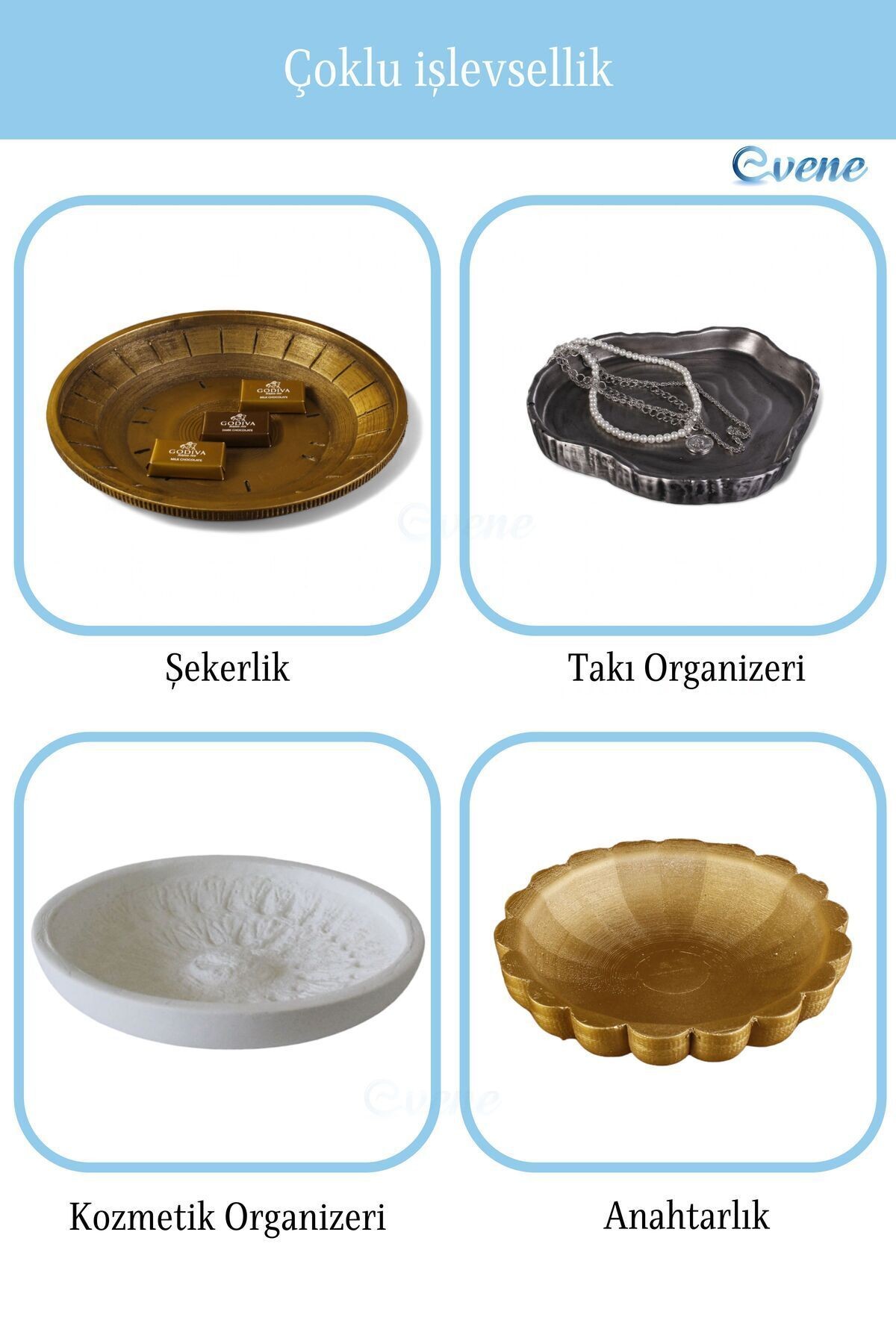 Şekerlik Sunumluk Drajelik Dekoratif Tabak Gümüş Eskitme Renk Model 19
