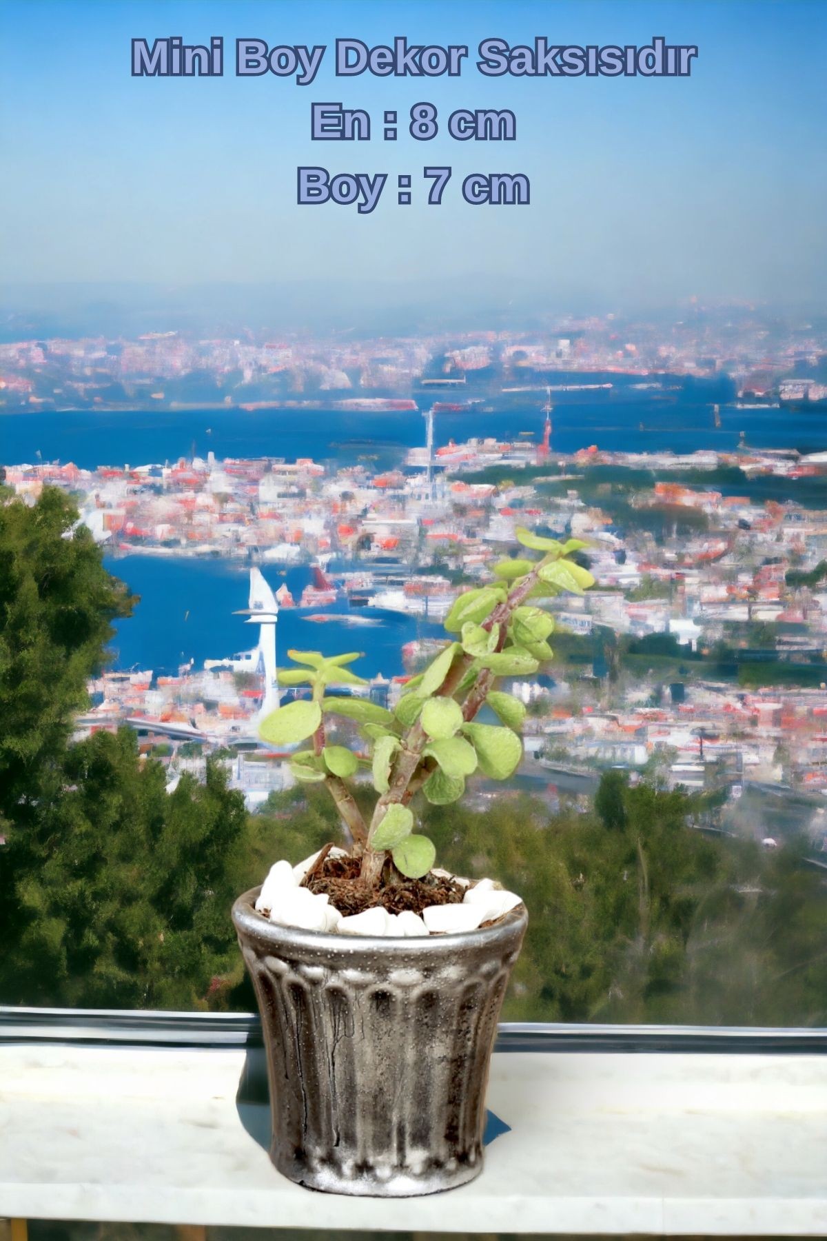 El Yapımı Saksı Gümüş Eskitme Dekoratif Saksı Küçük Boy Model 40