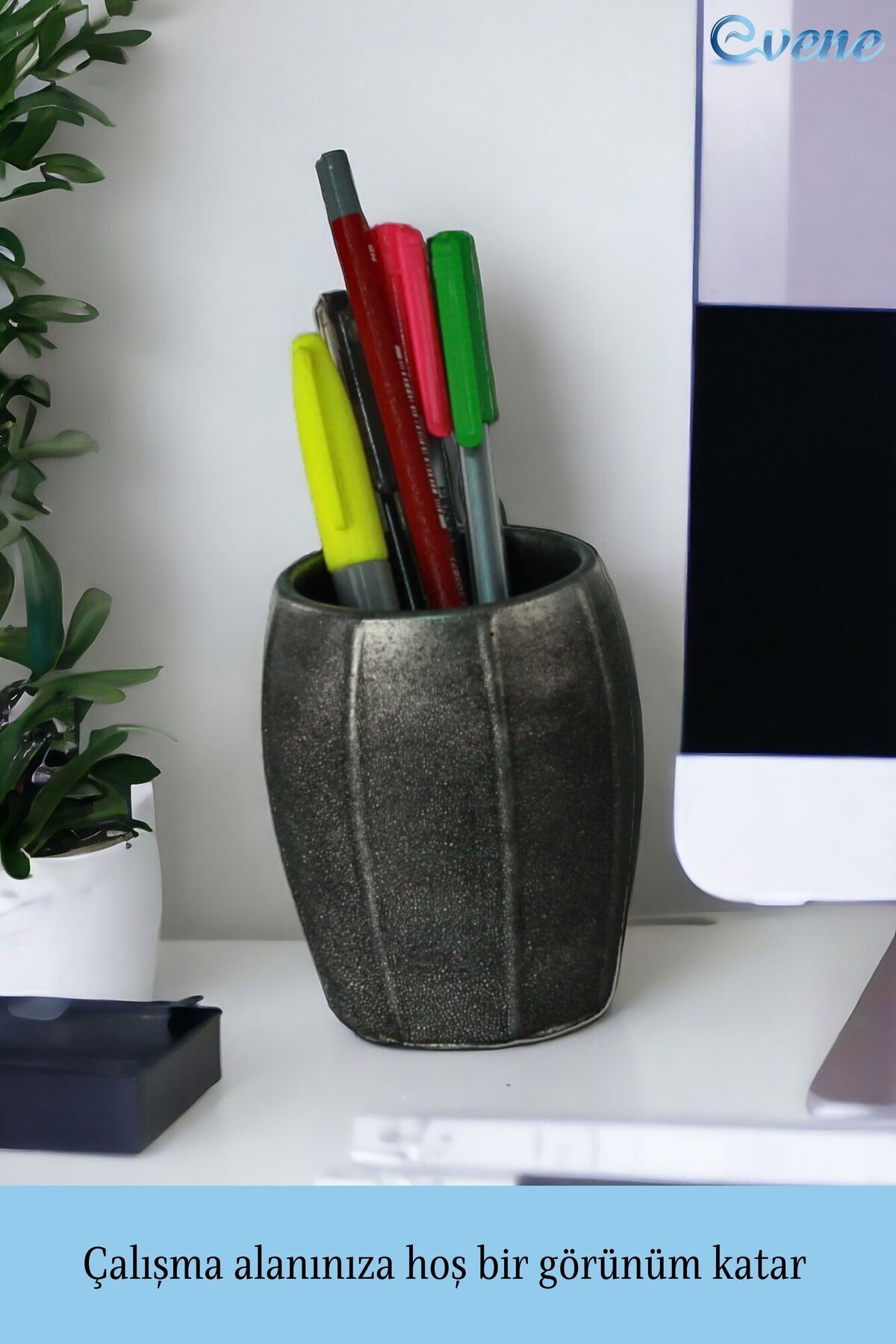 Kalemlik Gümüş Eskitme Renk Masa Kalemliği Organizer Kalemlik Model 13