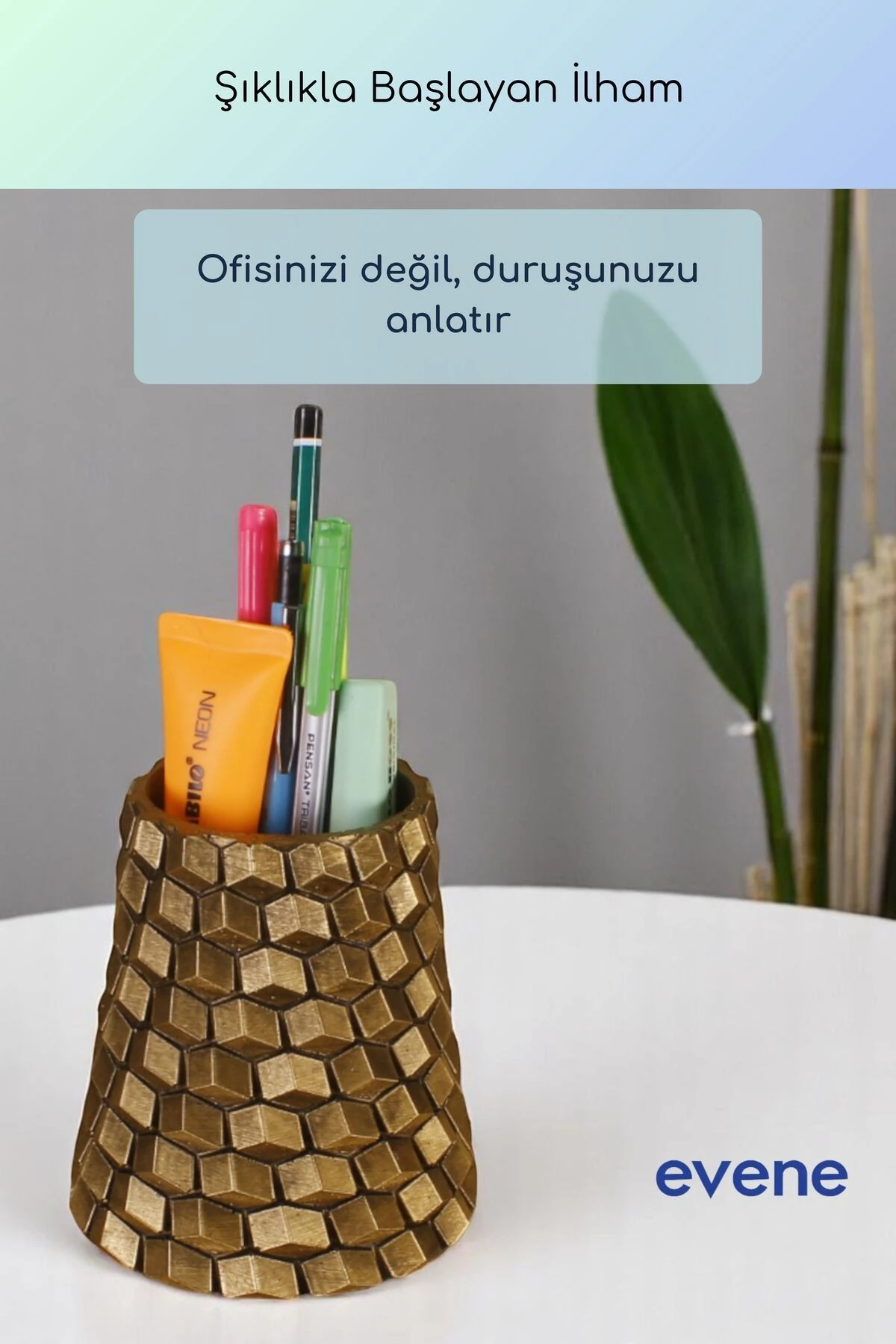 Kalemlik Masa Kalemliği Organizer Kalemlik Altın Eskitme Renk Model 84