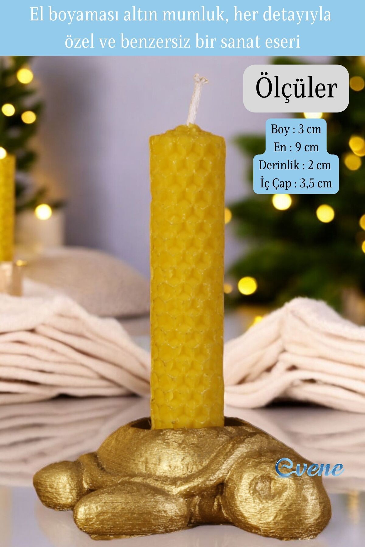 Altın Mumluk Şamdan Ince Mum Uyumlu Model 41