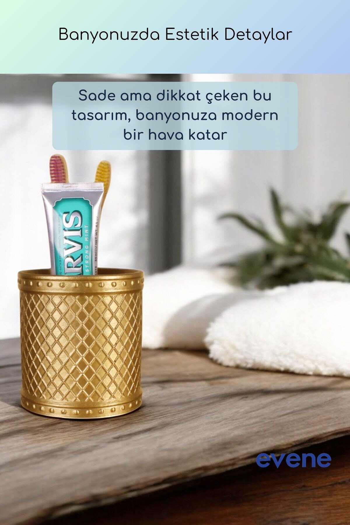 Diş Fırçalığı Diş Fırçalık Diş Fırçası Standı Diş Fırçası Tutucu Altın Renk Model 90