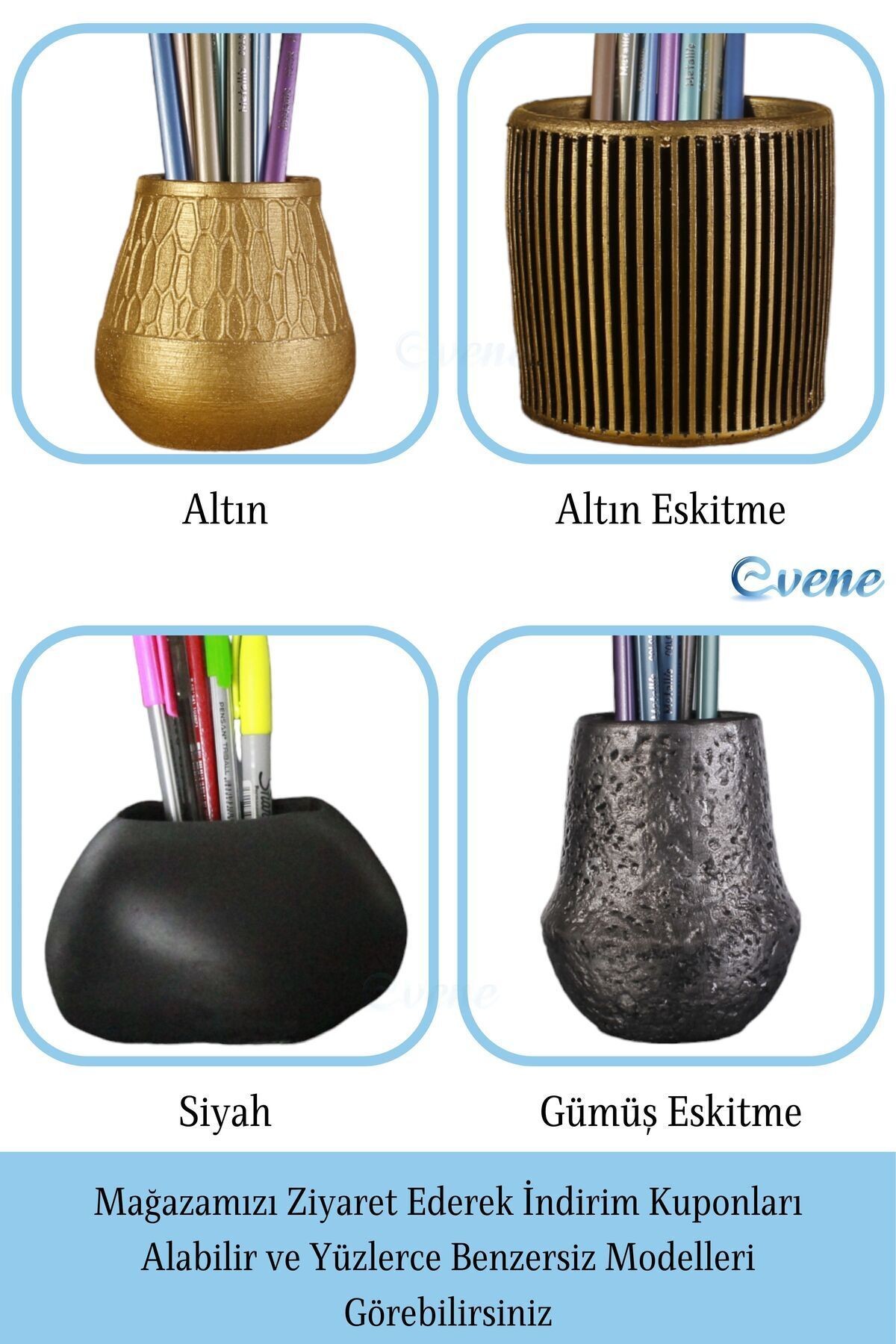 Kalemlik Masa Kalemliği Organizer Kalemlik Altın Renk Model 22