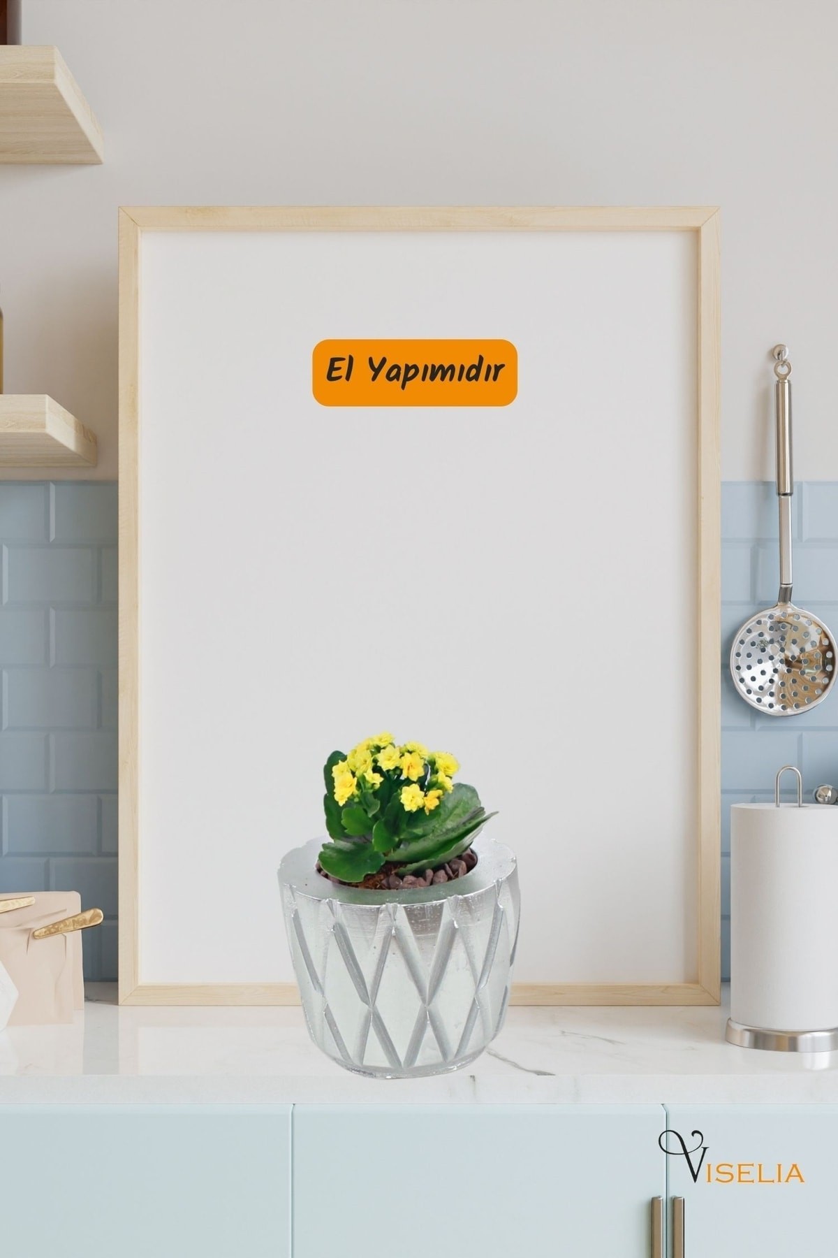 Viselia Dekoratif Saksı Gümüş Küçük Çiçek Saksısı Baklava Model