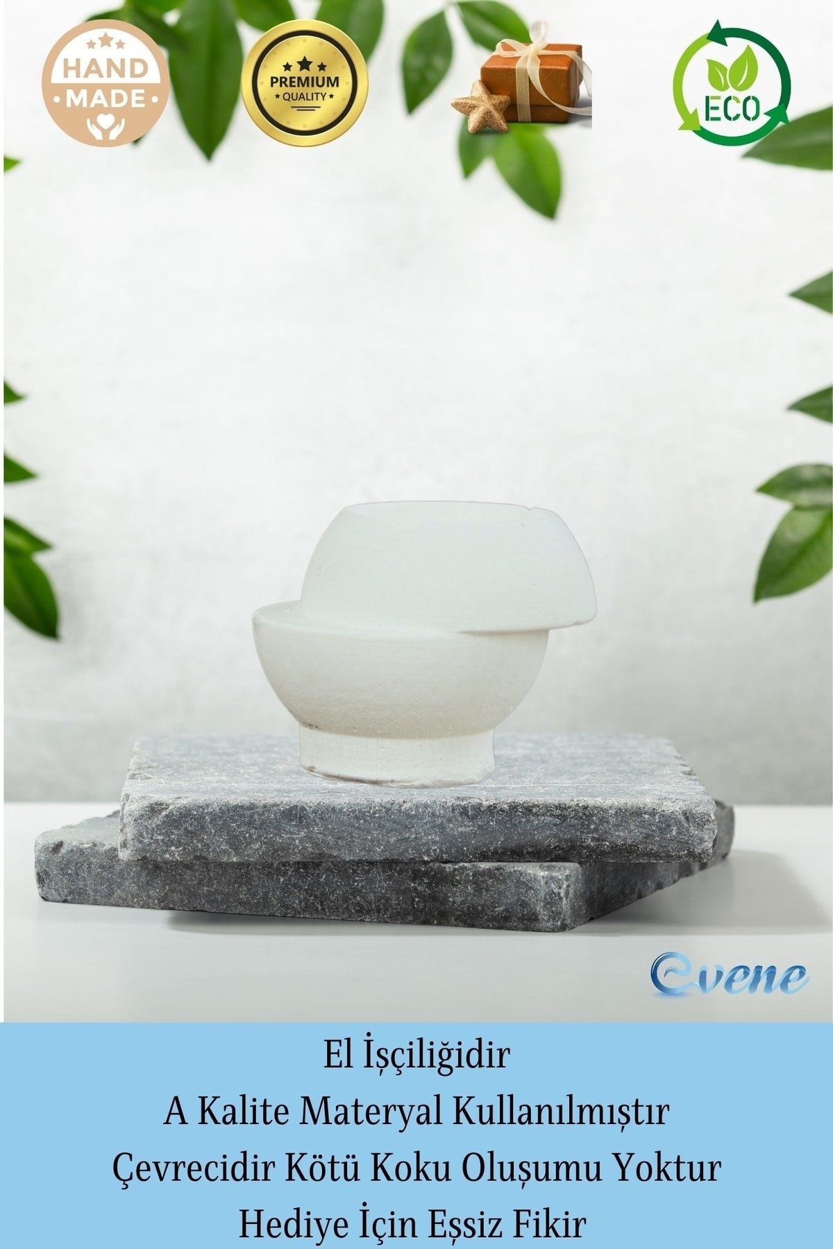 Beyaz Mumluk Şamdan Tealight ve İnce Mum Uyumlu Kesik Model
