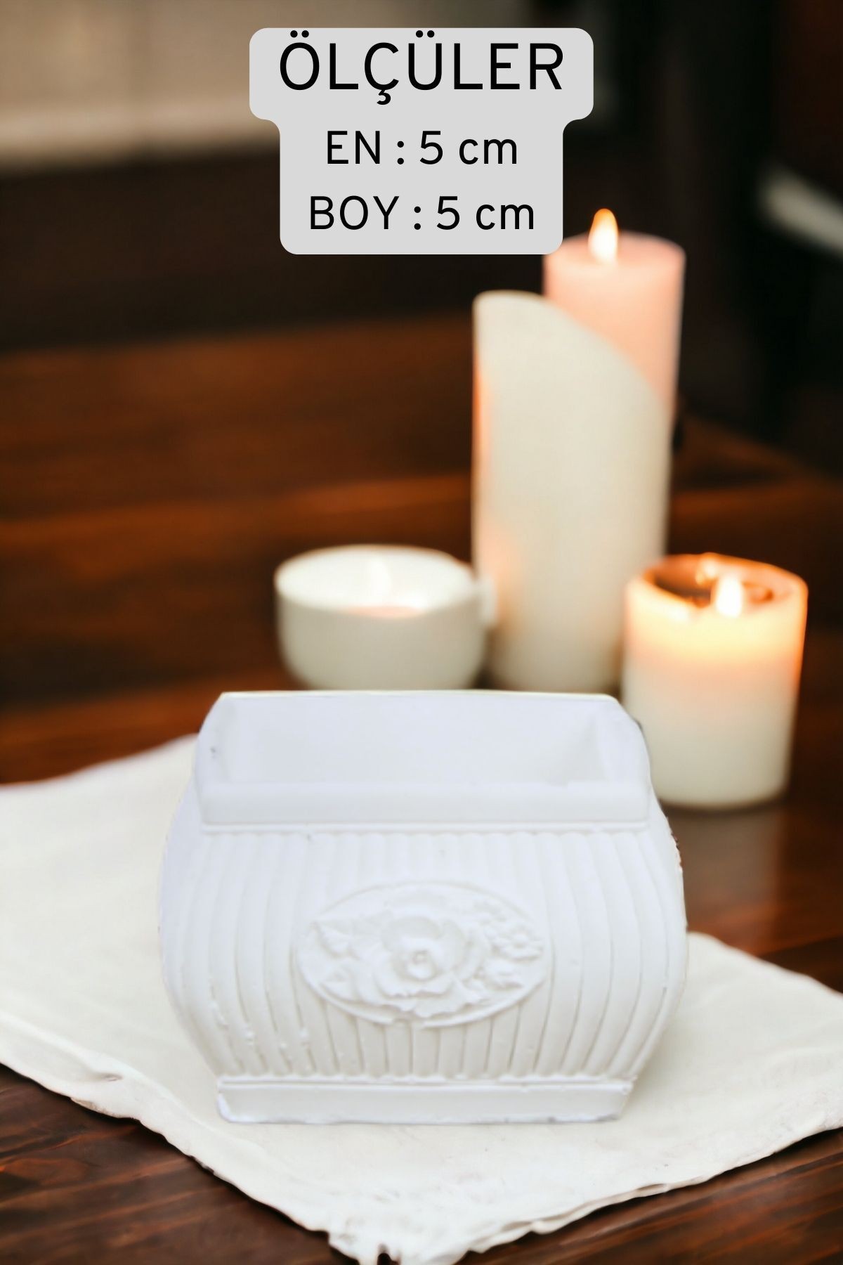 Şamdan Mumluk Dekoratif Mumluk Beyaz Renk Tealight Mumluk Model 28