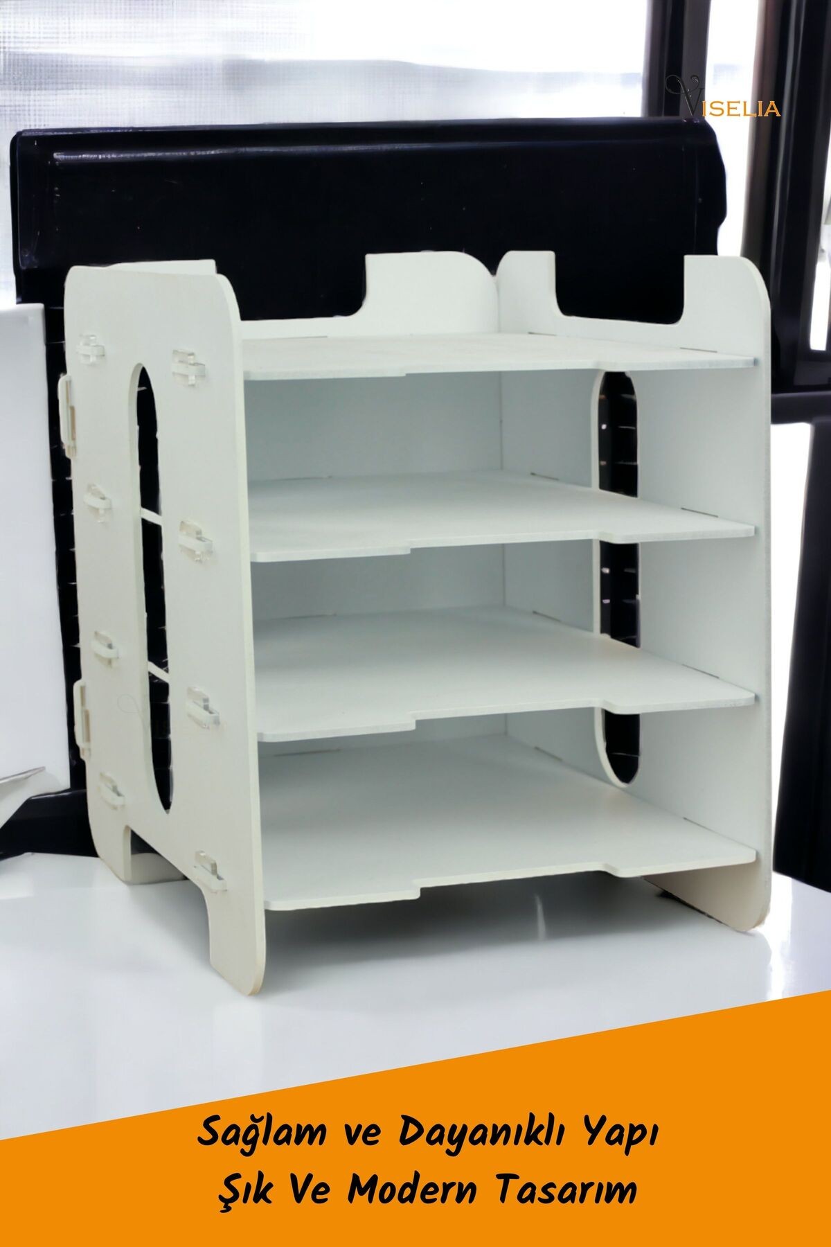 Evrak Rafı Ahşap Masaüstü Organizer Dosya Düzenleyici Model 1