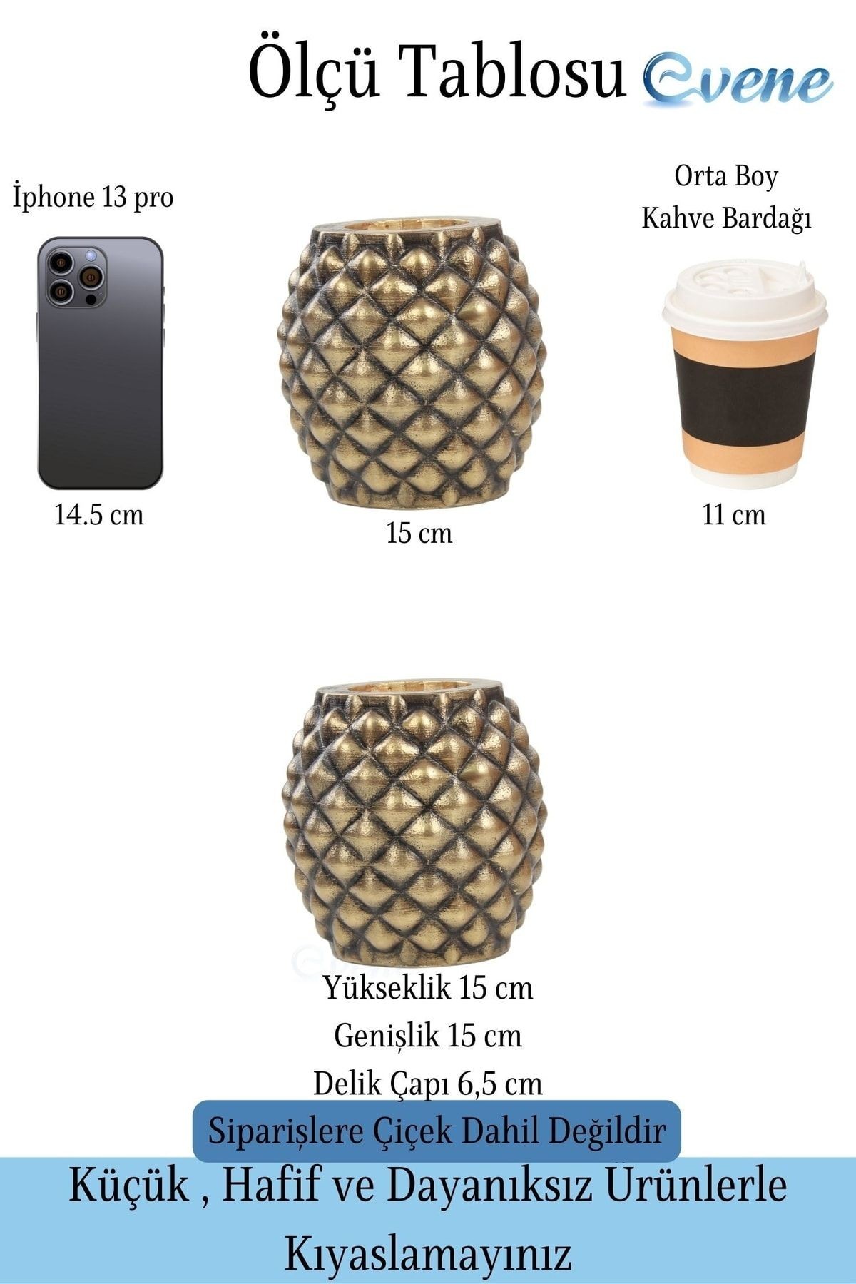 Saksı Çiçek Kaktüs Saksısı Lüx 15 Cm Altın Eskitme Varak Boyalı Ananas Desen Saksı Çiçeklik
