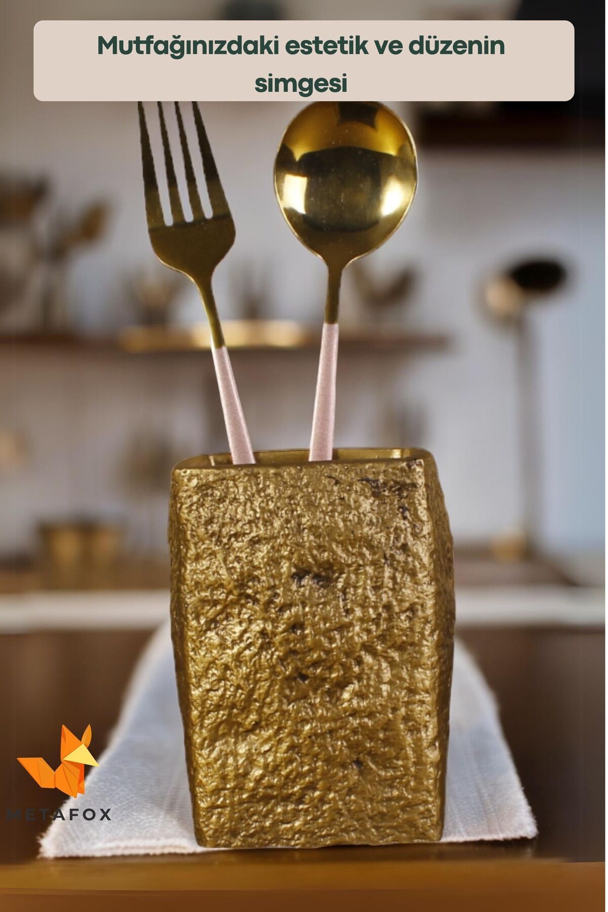 Tezgah Kaşıklık Modern Tezgah Üstü Kaşıklık Dekoratif Dik Kaşıklık Altın Eskitme Renk Model 7