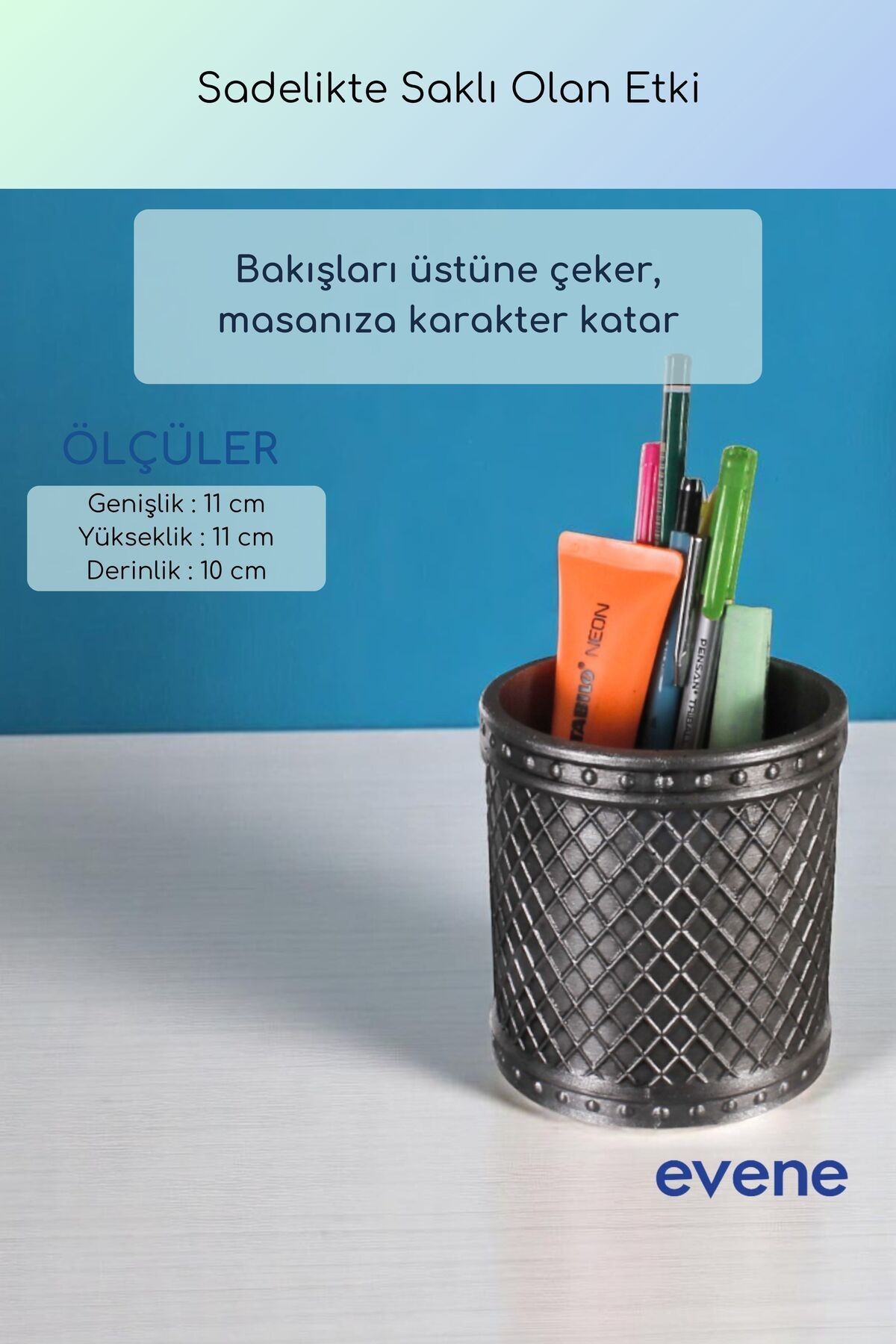 Kalemlik Masa Kalemliği Organizer Kalemlik Gümüş Eskitme Renk Model 90