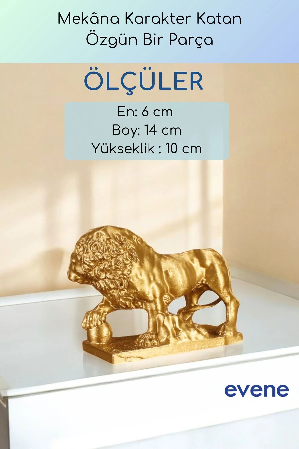 Dekoratif Obje Biblo Ev Dekorasyon Heykel Salon Masa Üstü Süs Eşyası Aslan Altın Model 61