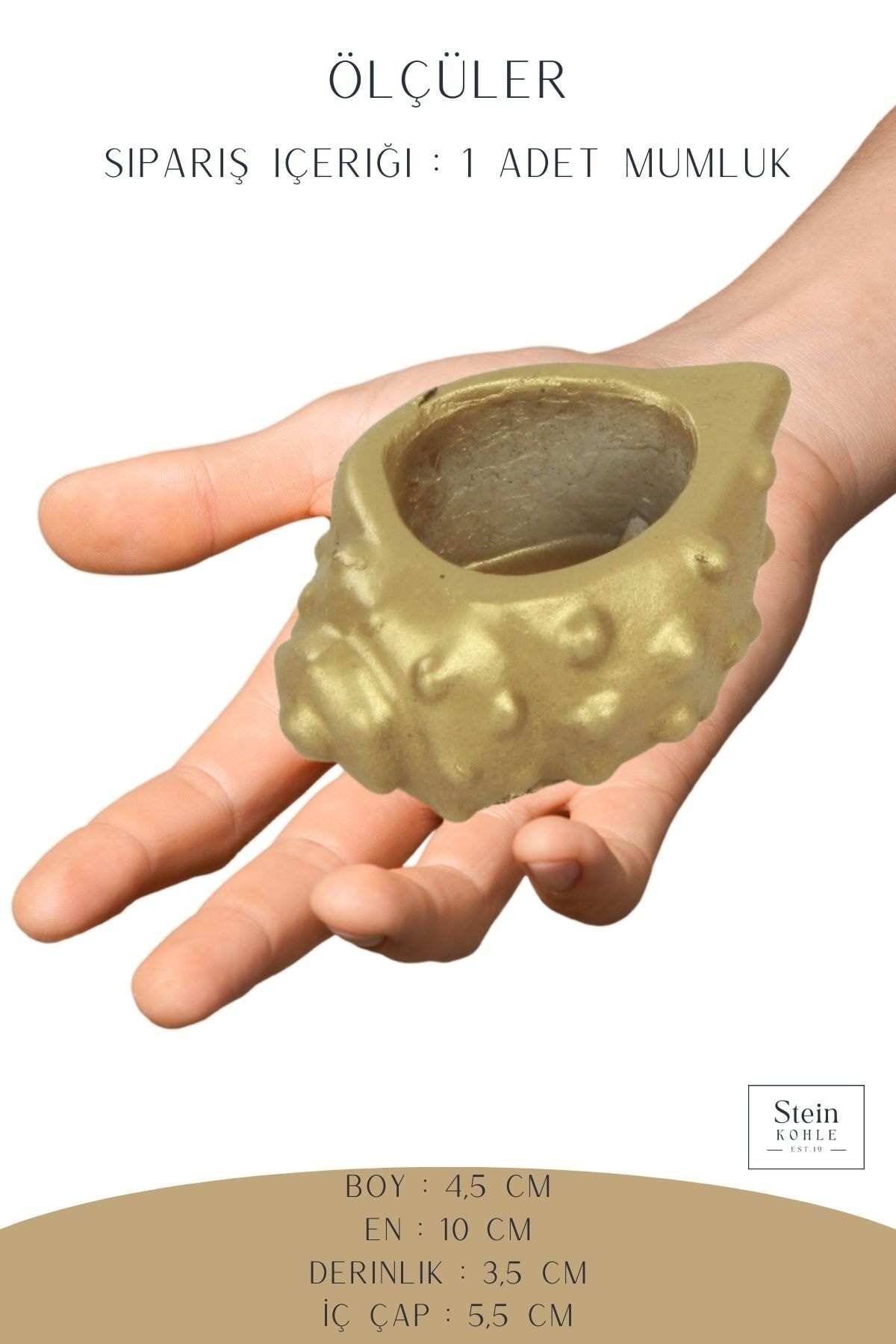 Şamdan Dekoratif Mumluk Altın Şamdan Tealight Mum Uyumlu Deniz Kabuğu Model