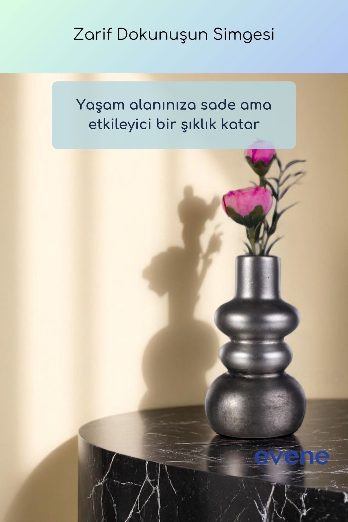 Vazo Küçük Vazo Masa Üstü Vazo Ev Dekorasyon Vazo Gümüş Eskitme Renk Model 55